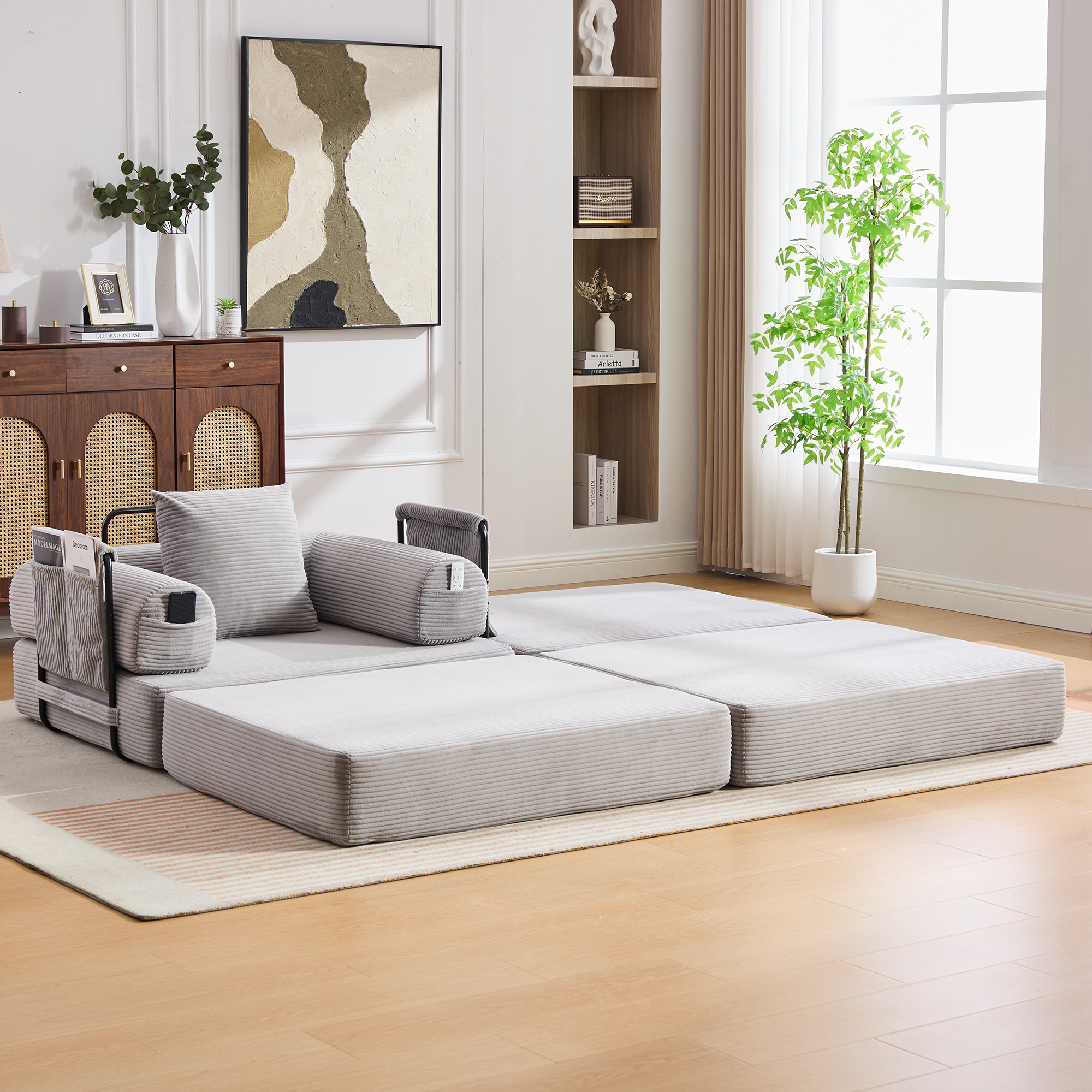 Pouf repose-pieds convertible en canapé-lit simple - image 11