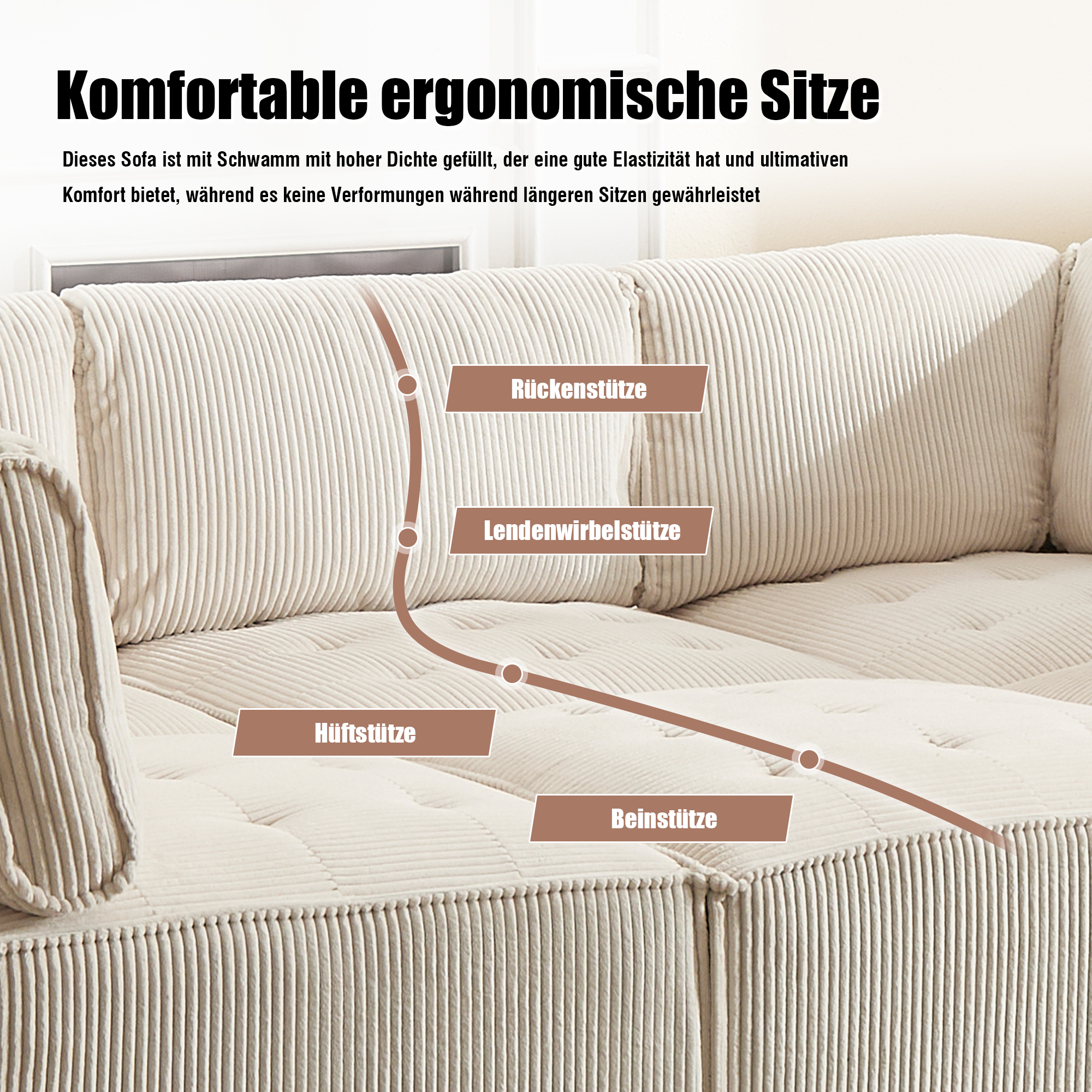 Canapé modulaire 6 places en velours avec configur - image 2