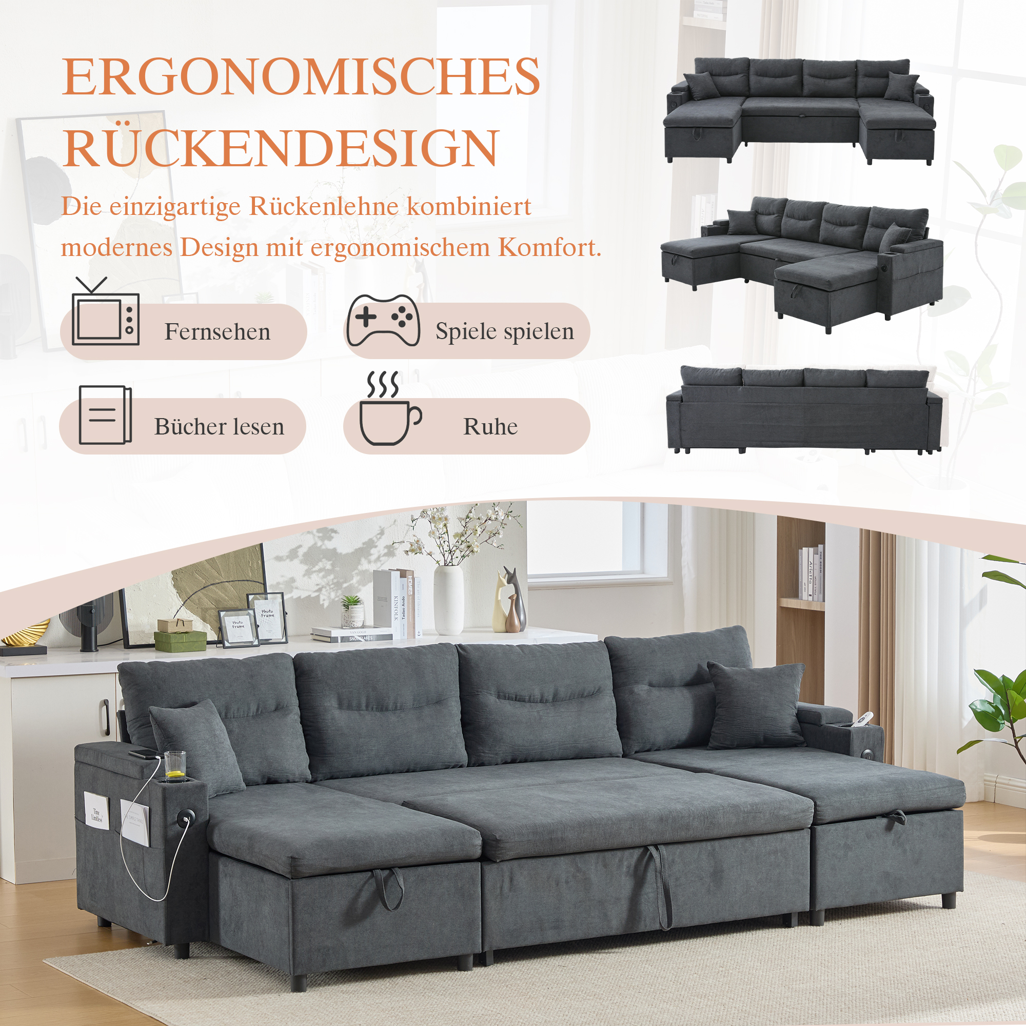 Dimensions canapé lin 272*136*86cm
