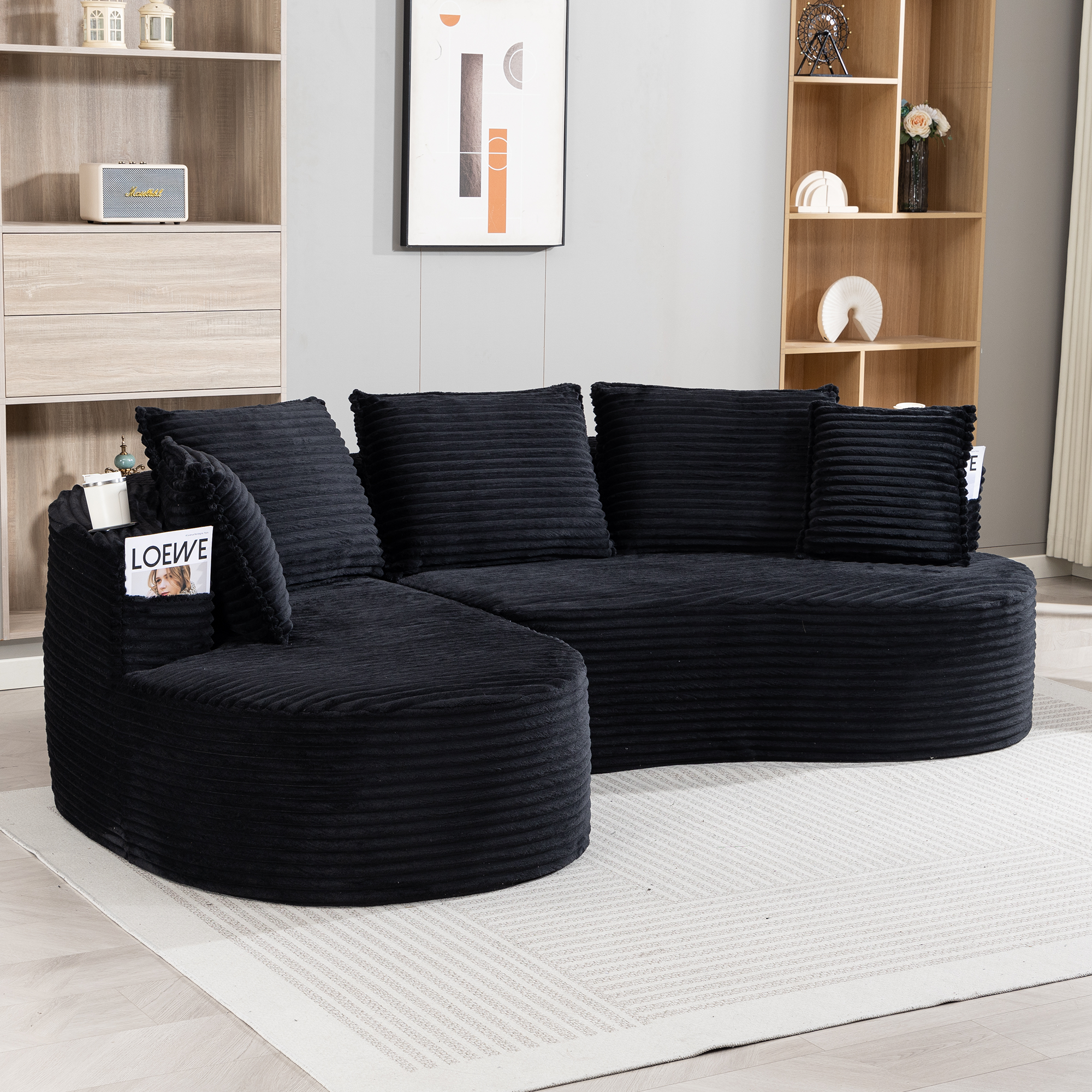 Canapé-fauteuil design arche en velours avec mouss - image 7