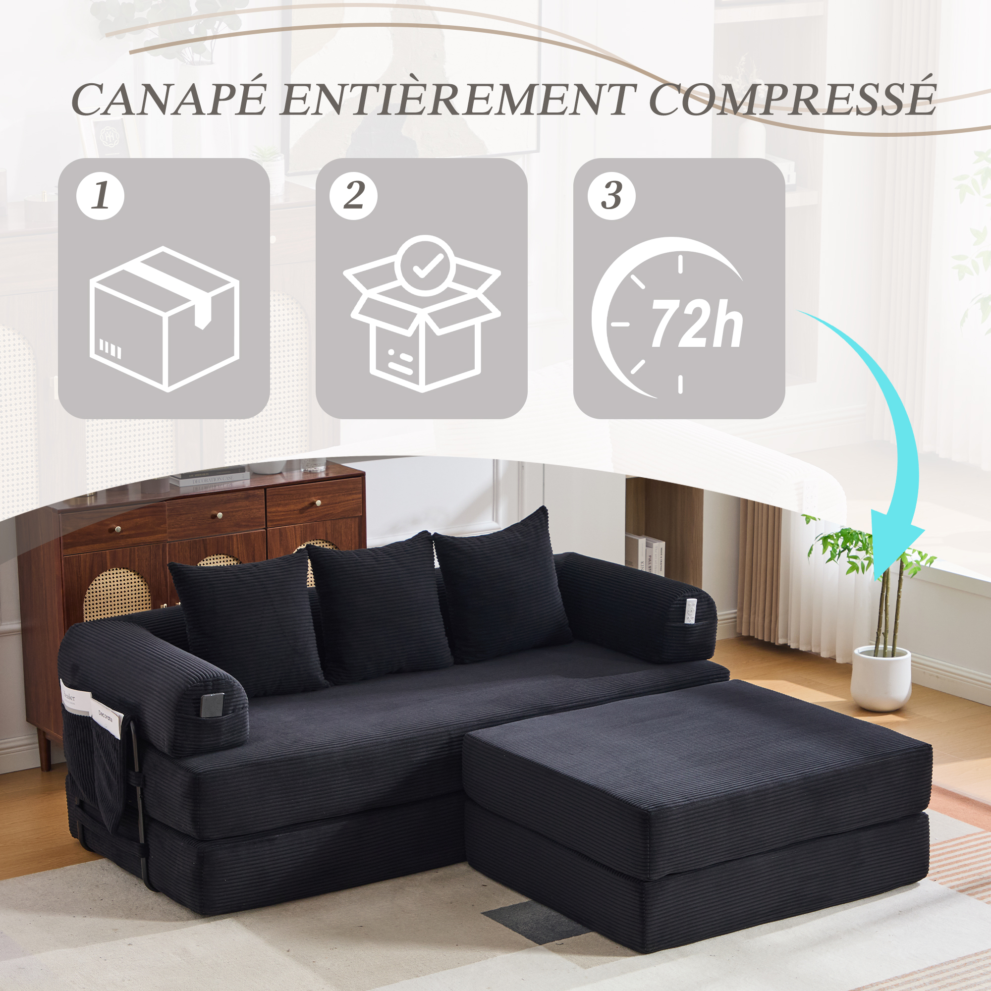 Détail du canapé compressé