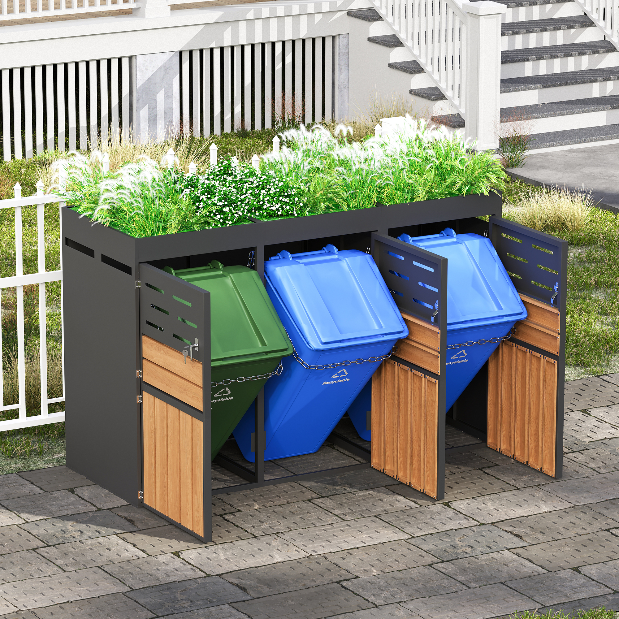 Multi‑usage jardin‑terrasse‑balcon‑entrée maison, poubelles non fournies