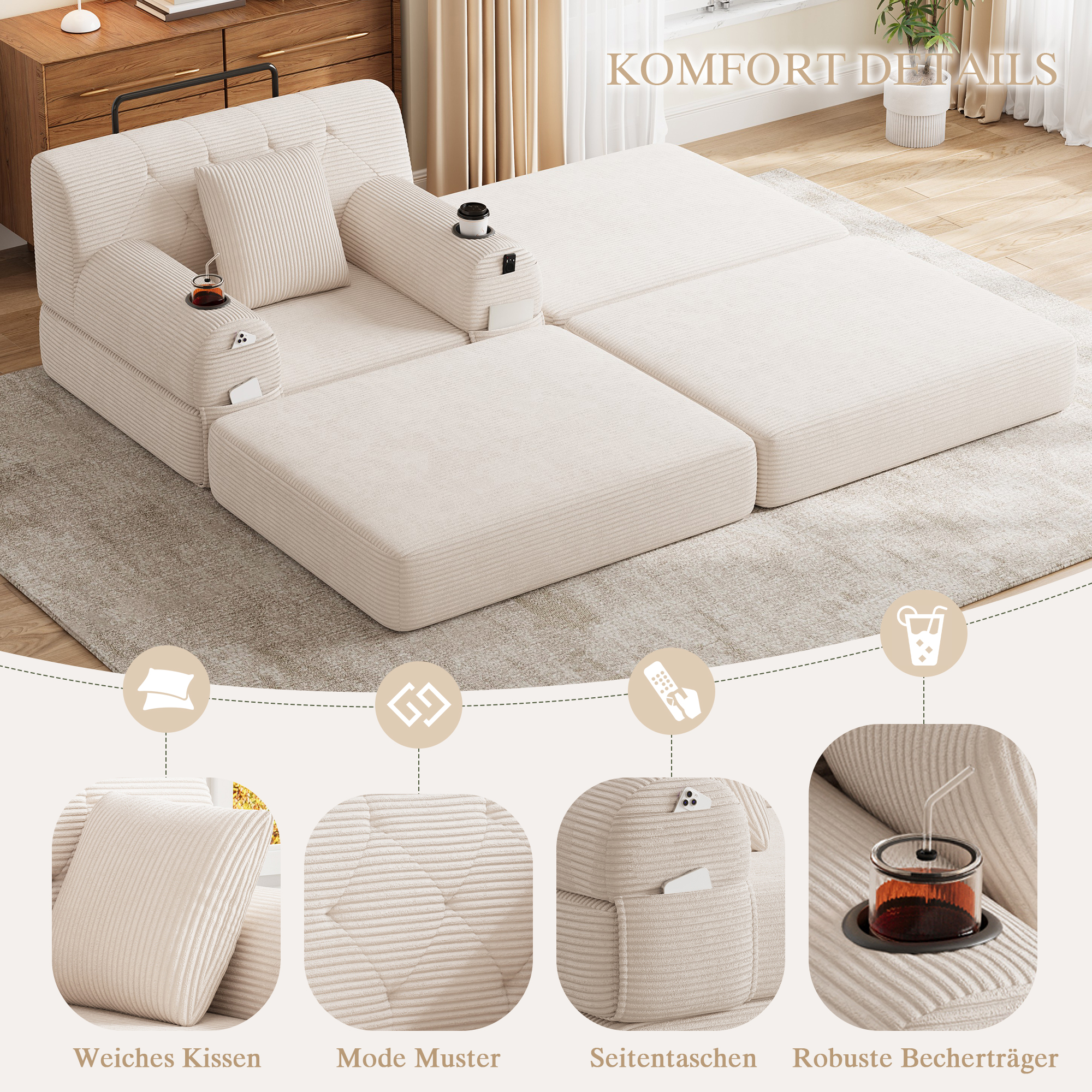 Détail du fauteuil convertible