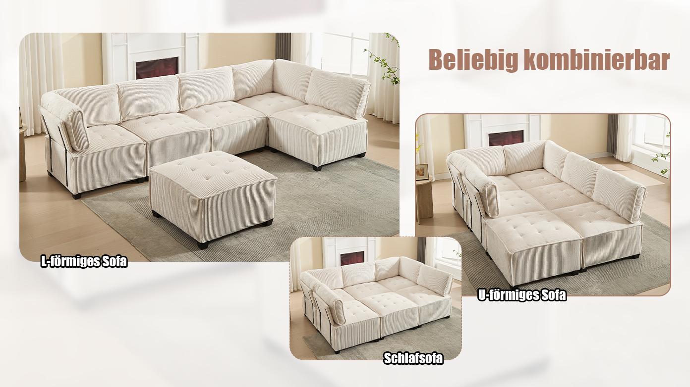 Canapé modulaire 6 places en velours avec configur - image 10