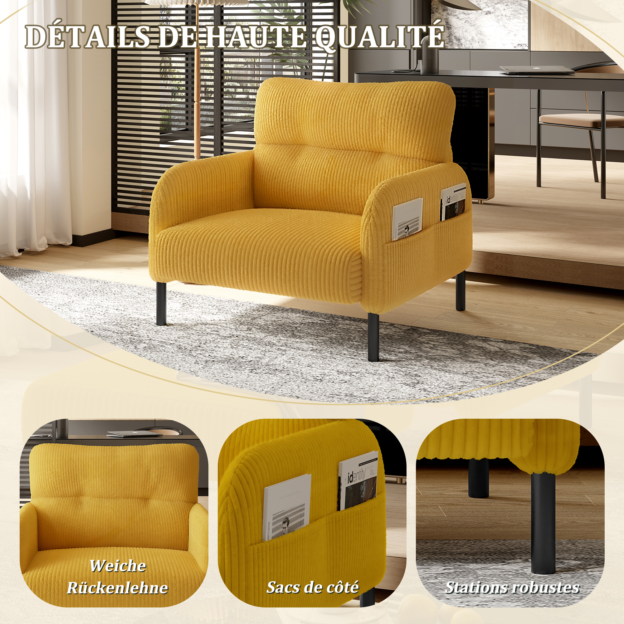 Détail du fauteuil d'appoint