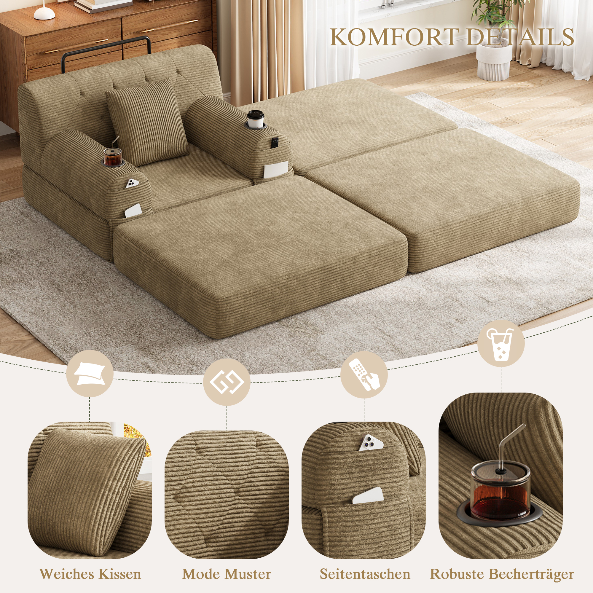 Détail du fauteuil convertible