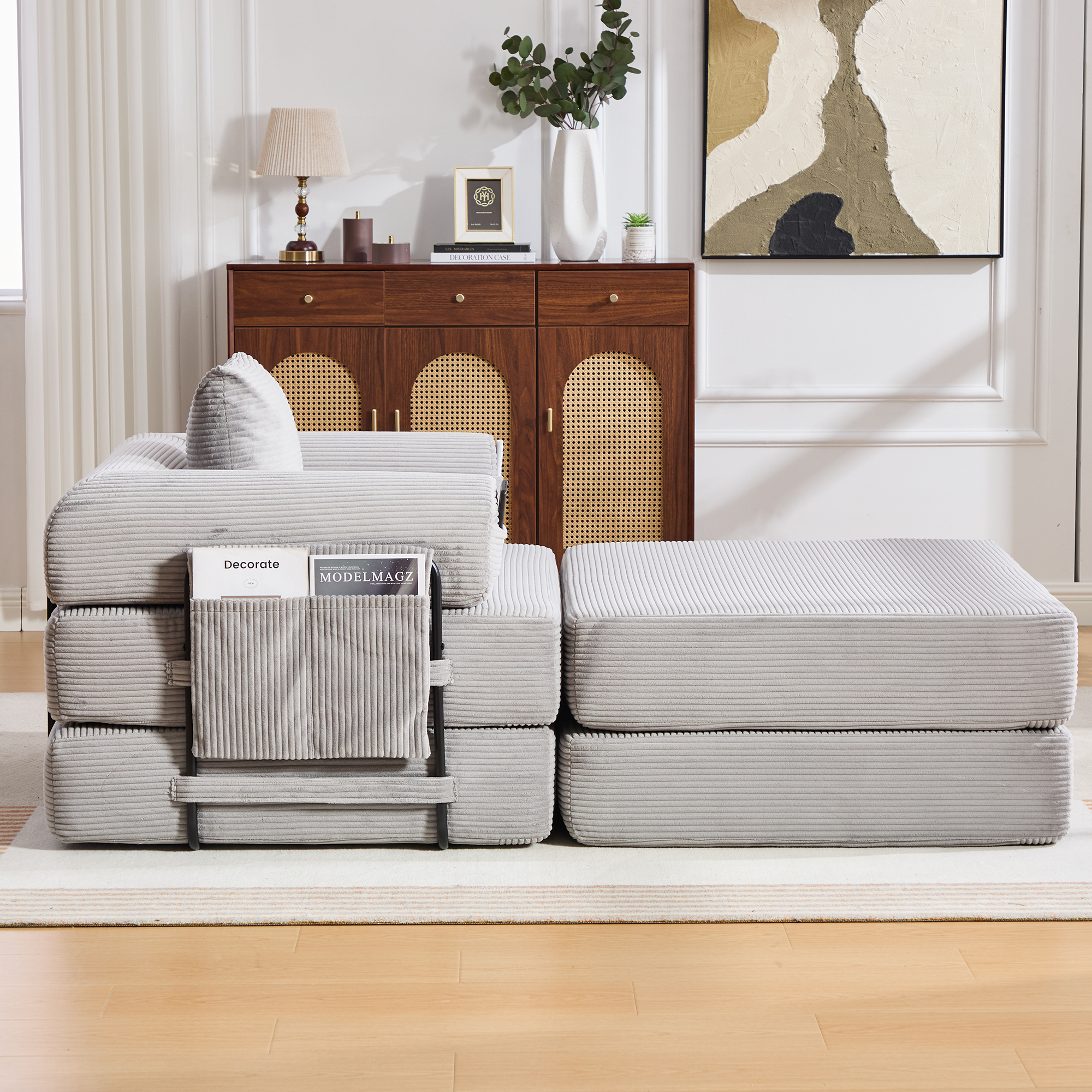 Pouf repose-pieds convertible en canapé-lit simple - image 8