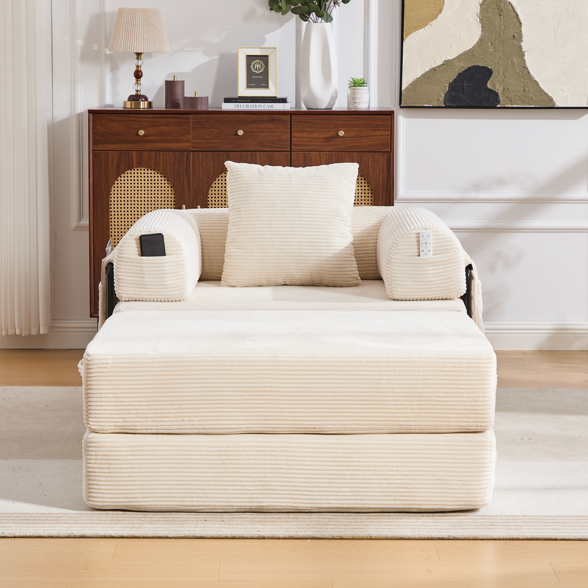 Pouf repose-pieds convertible en canapé-lit simple - image 5