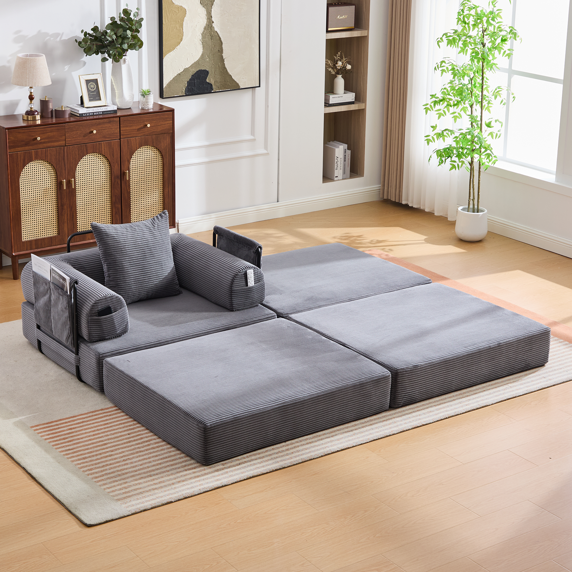 Pouf repose-pieds convertible en canapé-lit simple - image 10
