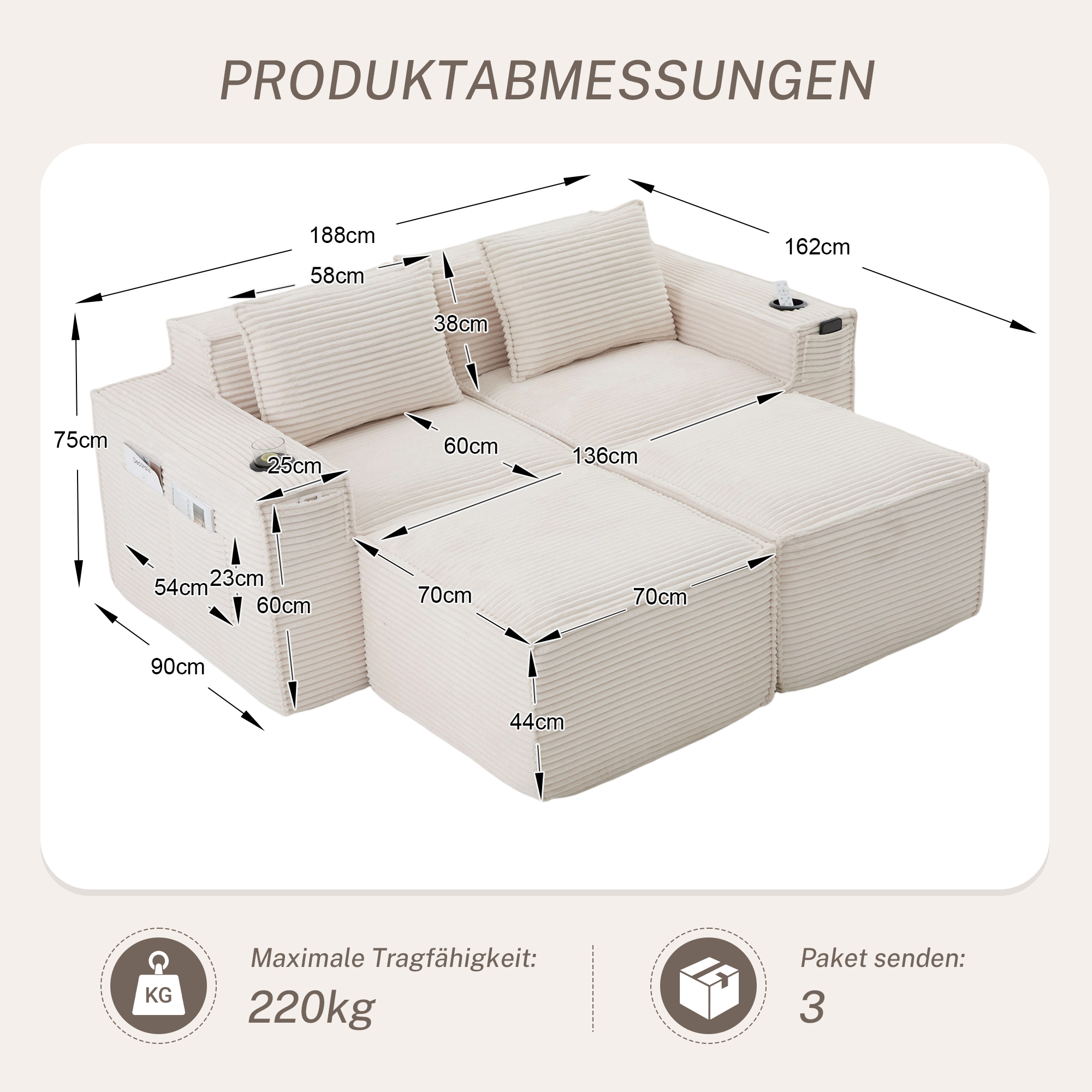 Dimensions du canapé