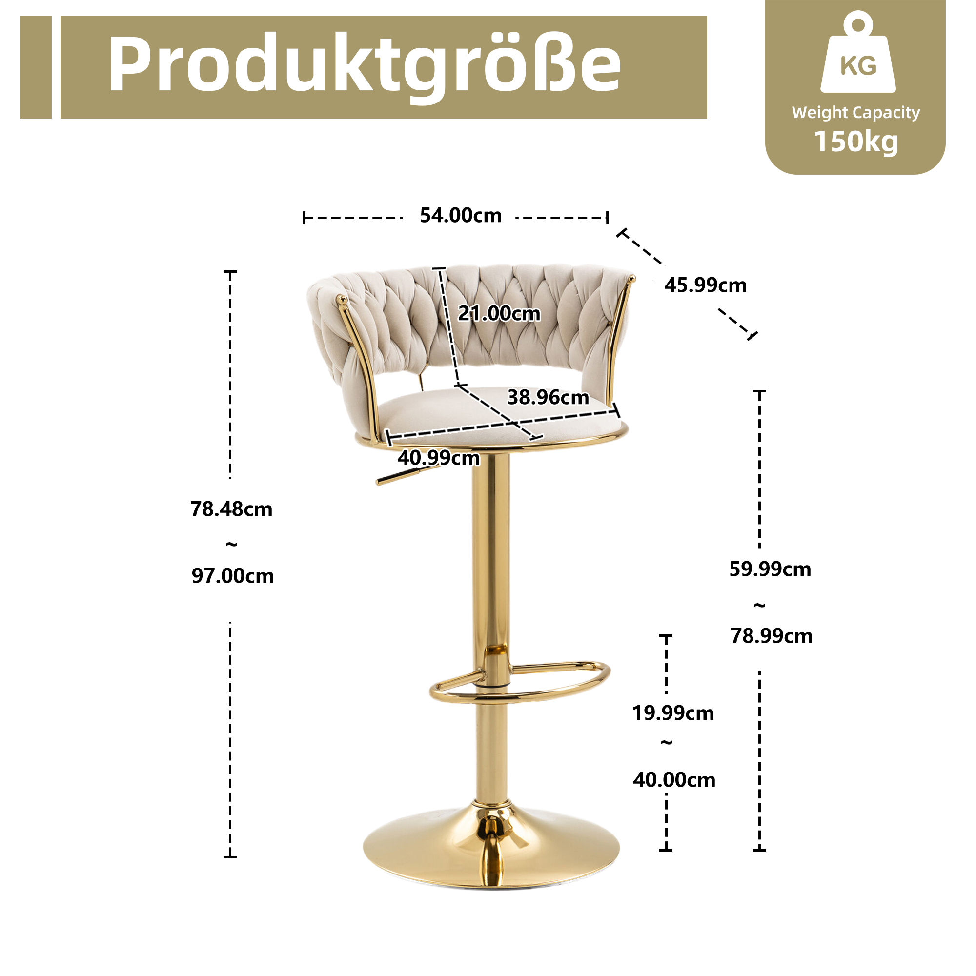 Dimensions du tabouret de bar