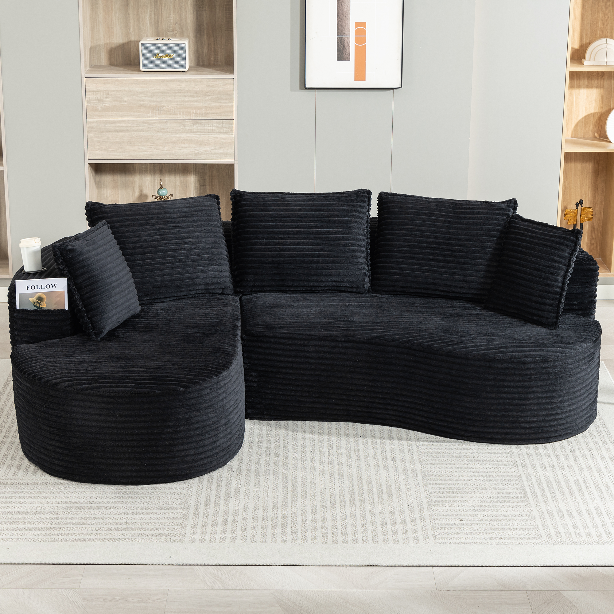 Canapé-fauteuil design arche en velours avec mouss - image 5