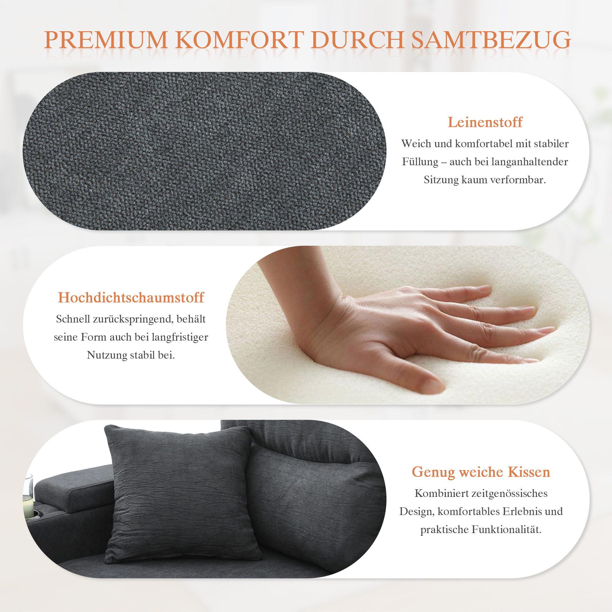 Tablette extensible canapé lin