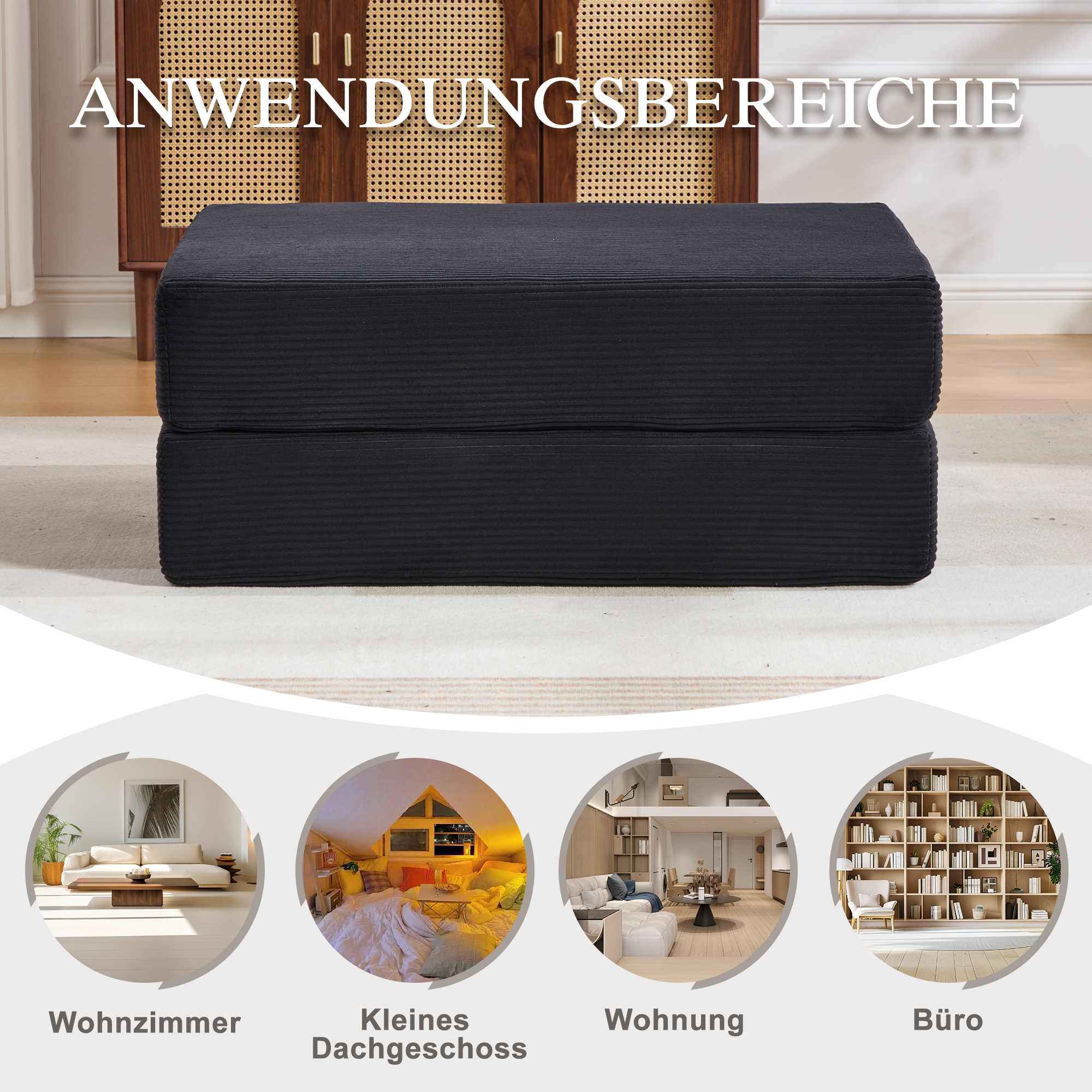 Pouf repose-pieds convertible en canapé-lit simple - image 2