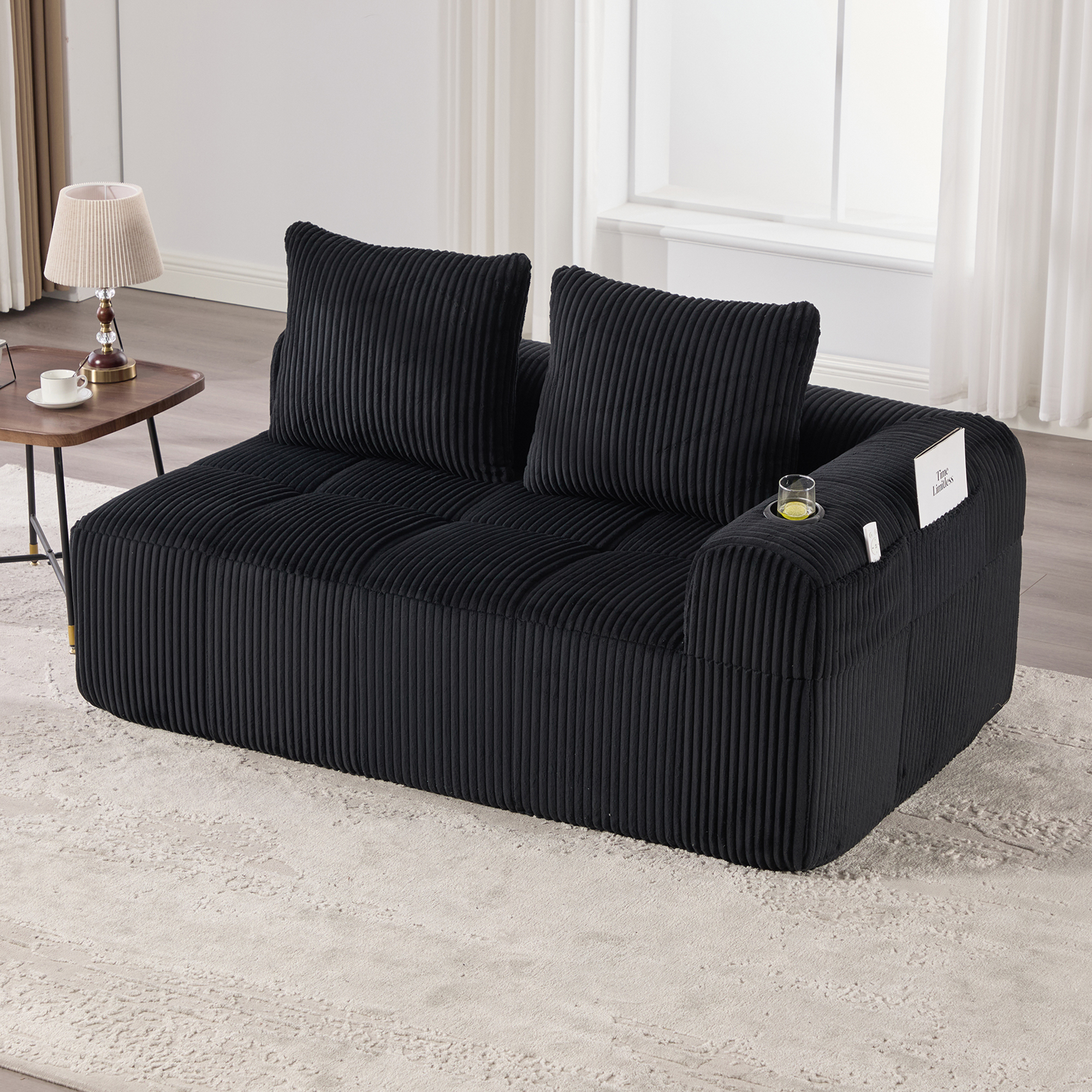 Gemütlicher Cord-Stoff Zweisitzer Sofa – Ohne Mont