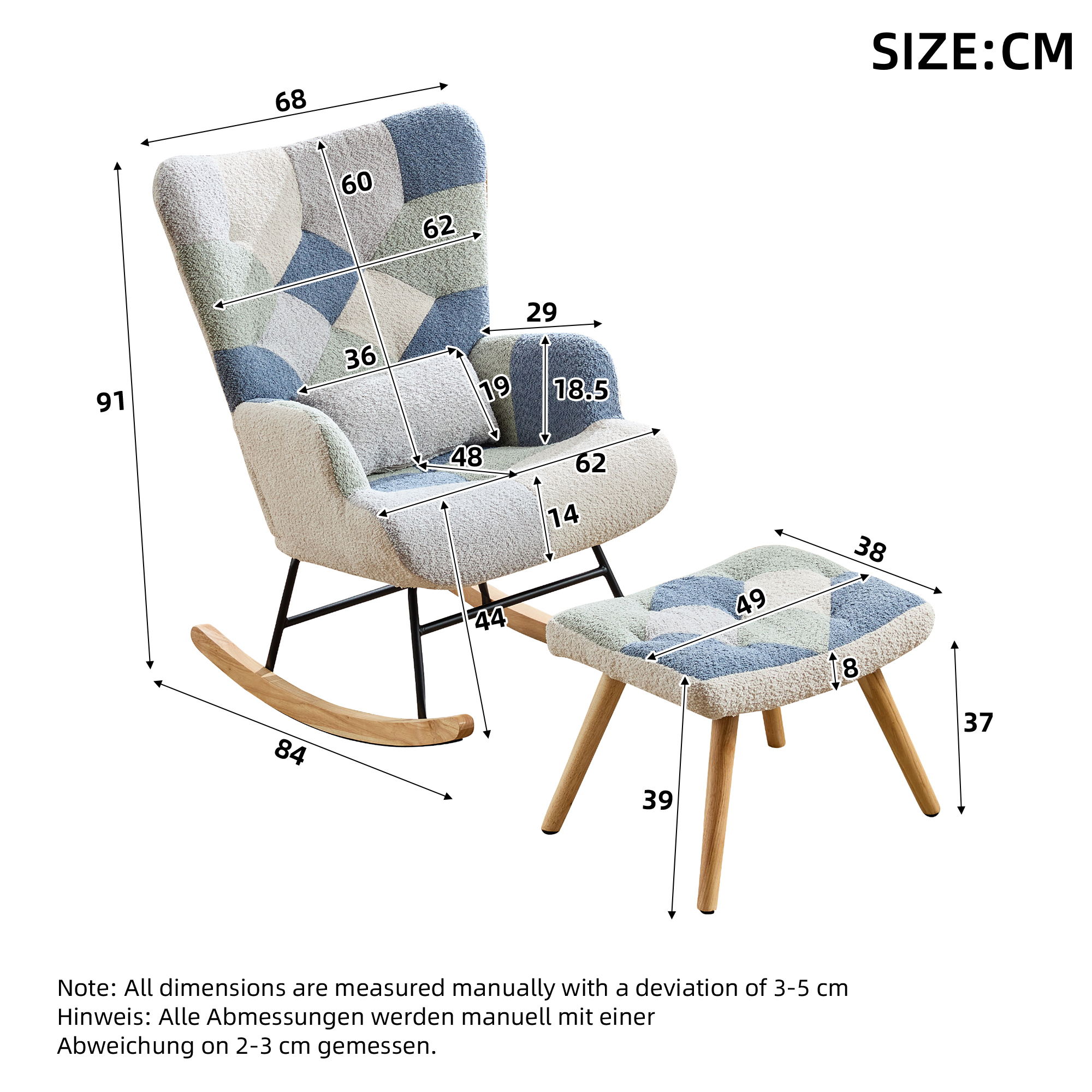 Fauteuil bascule relax beige bleu - vue 7