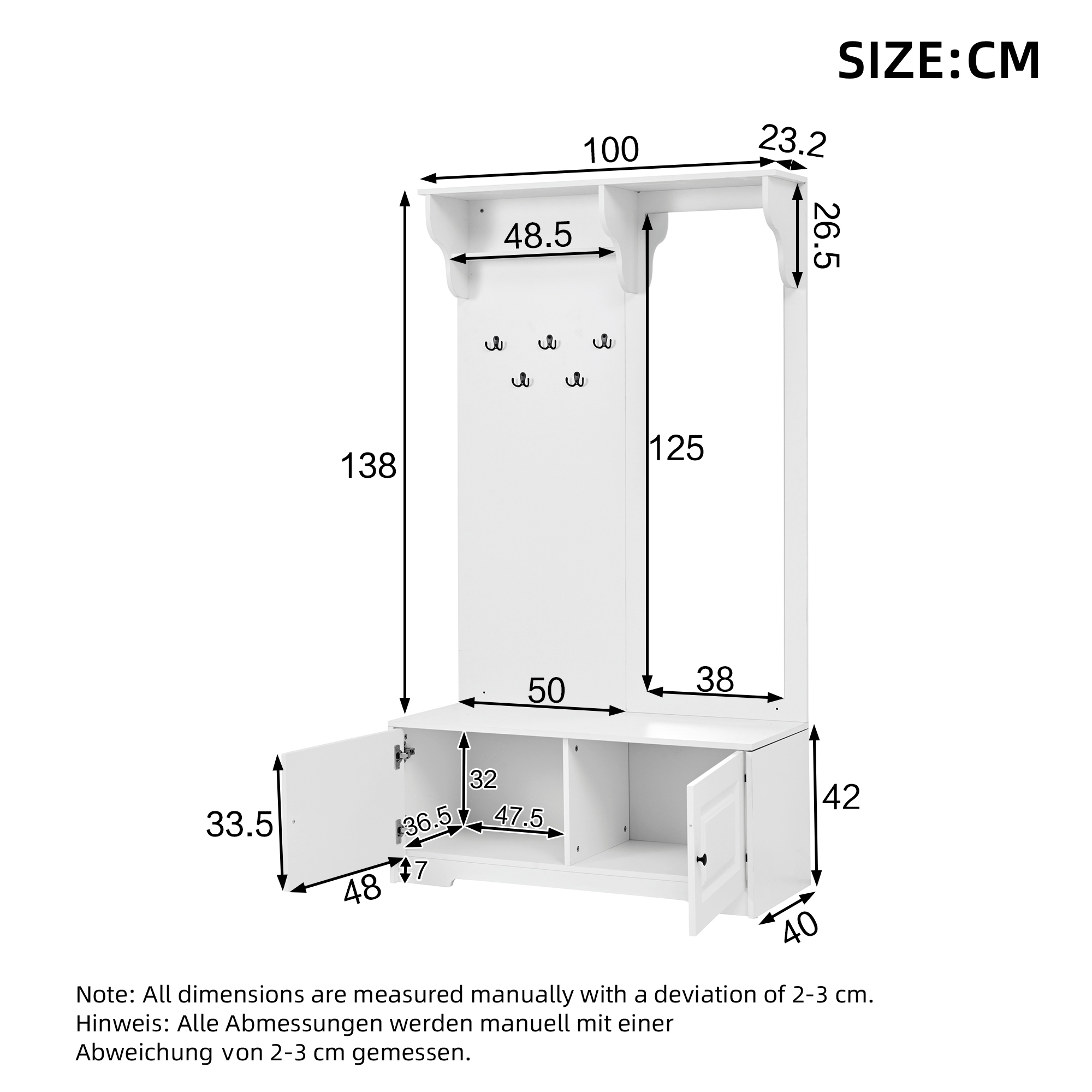Dimensions du meuble d'entrée
