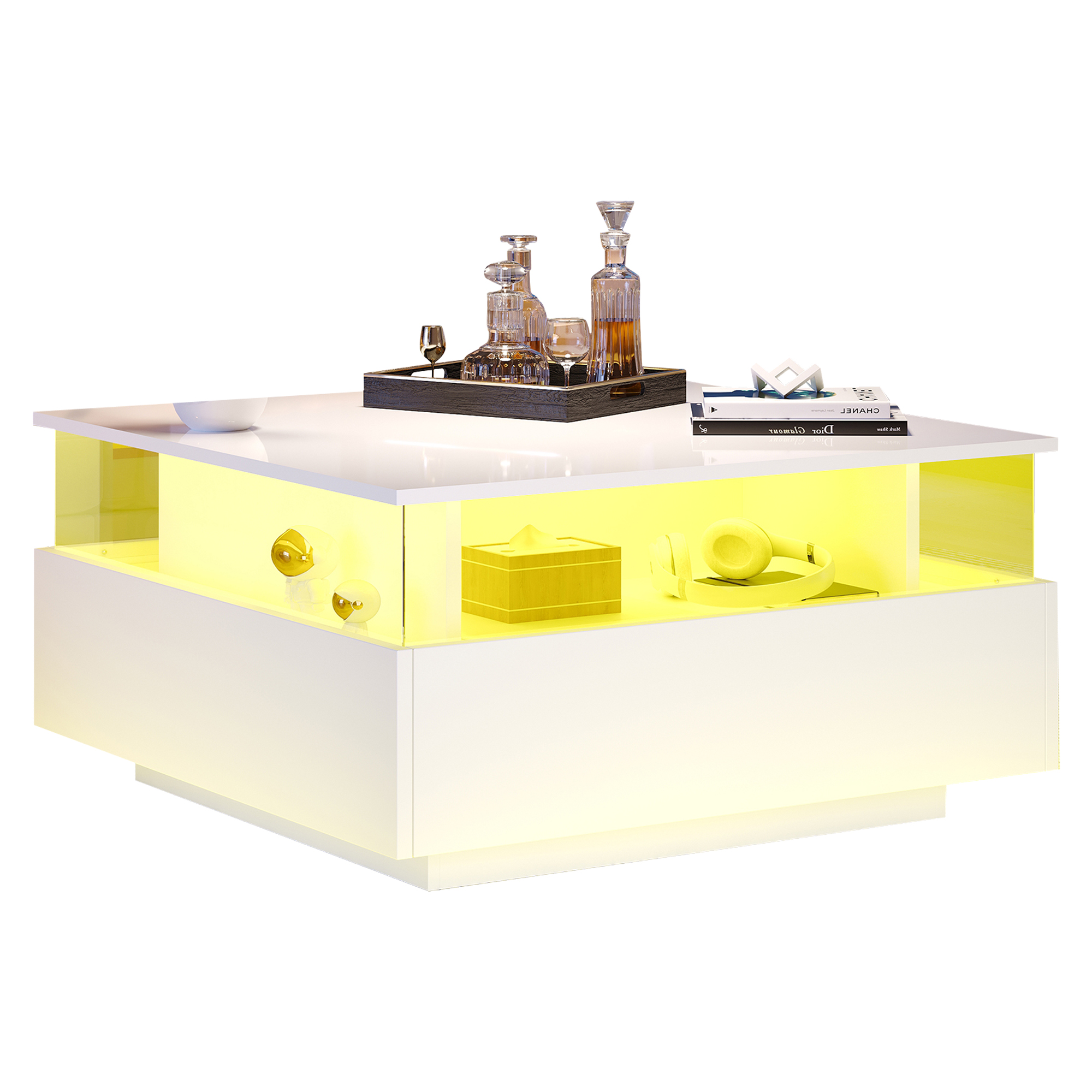 Table basse carrée blanche LED - vue 7