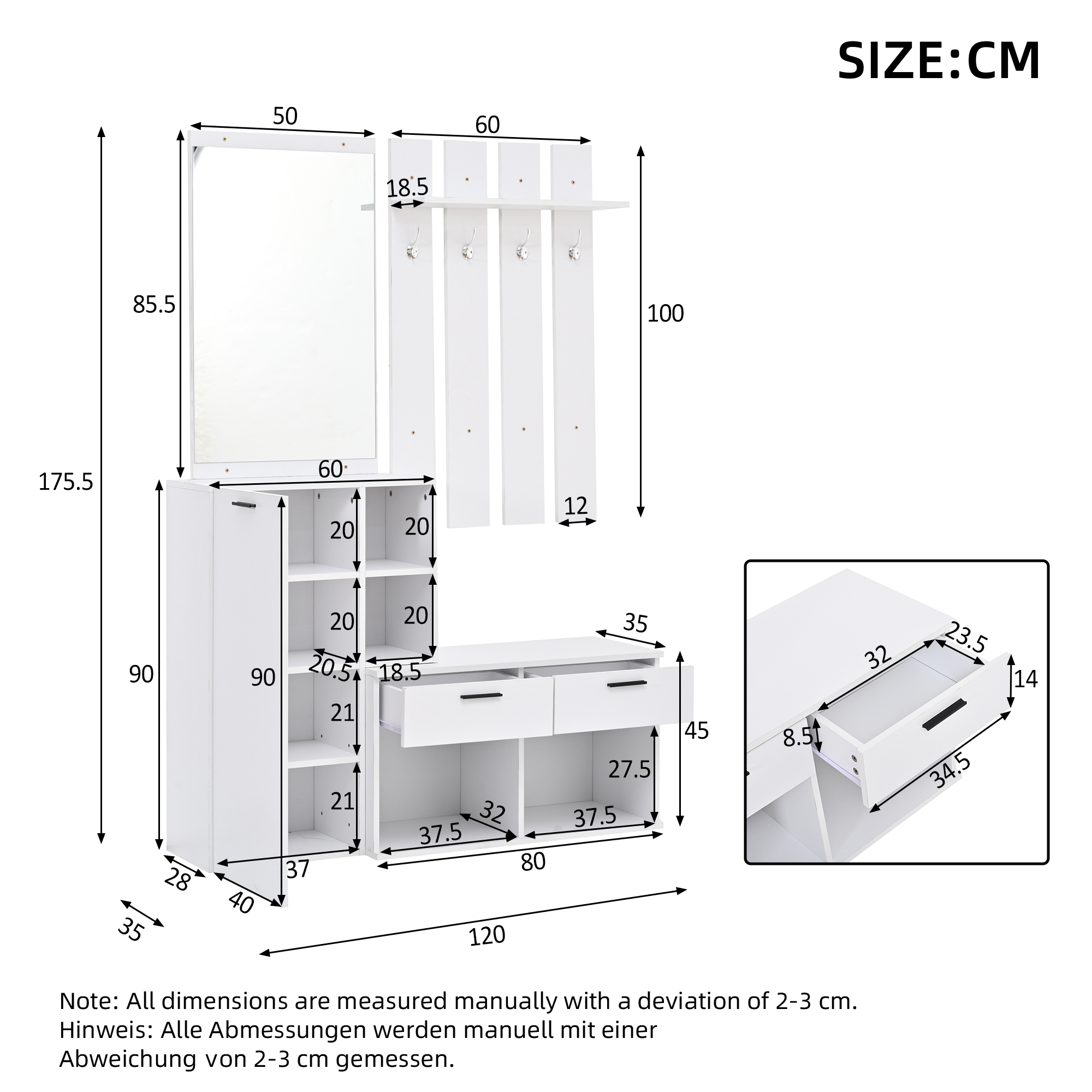 Dimensions du meuble d'entrée