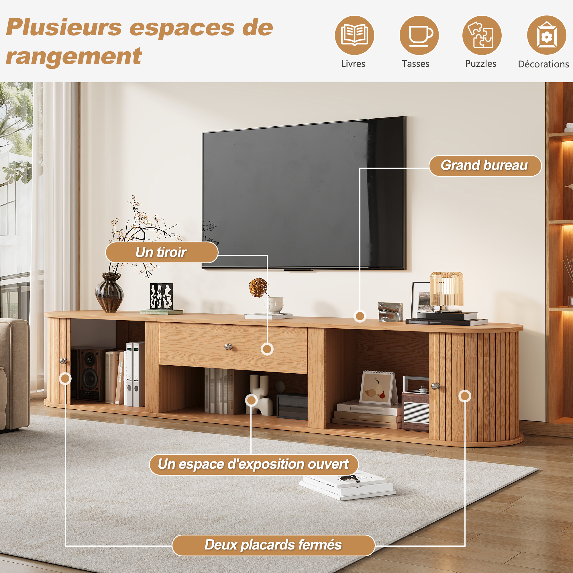 Détail du meuble TV
