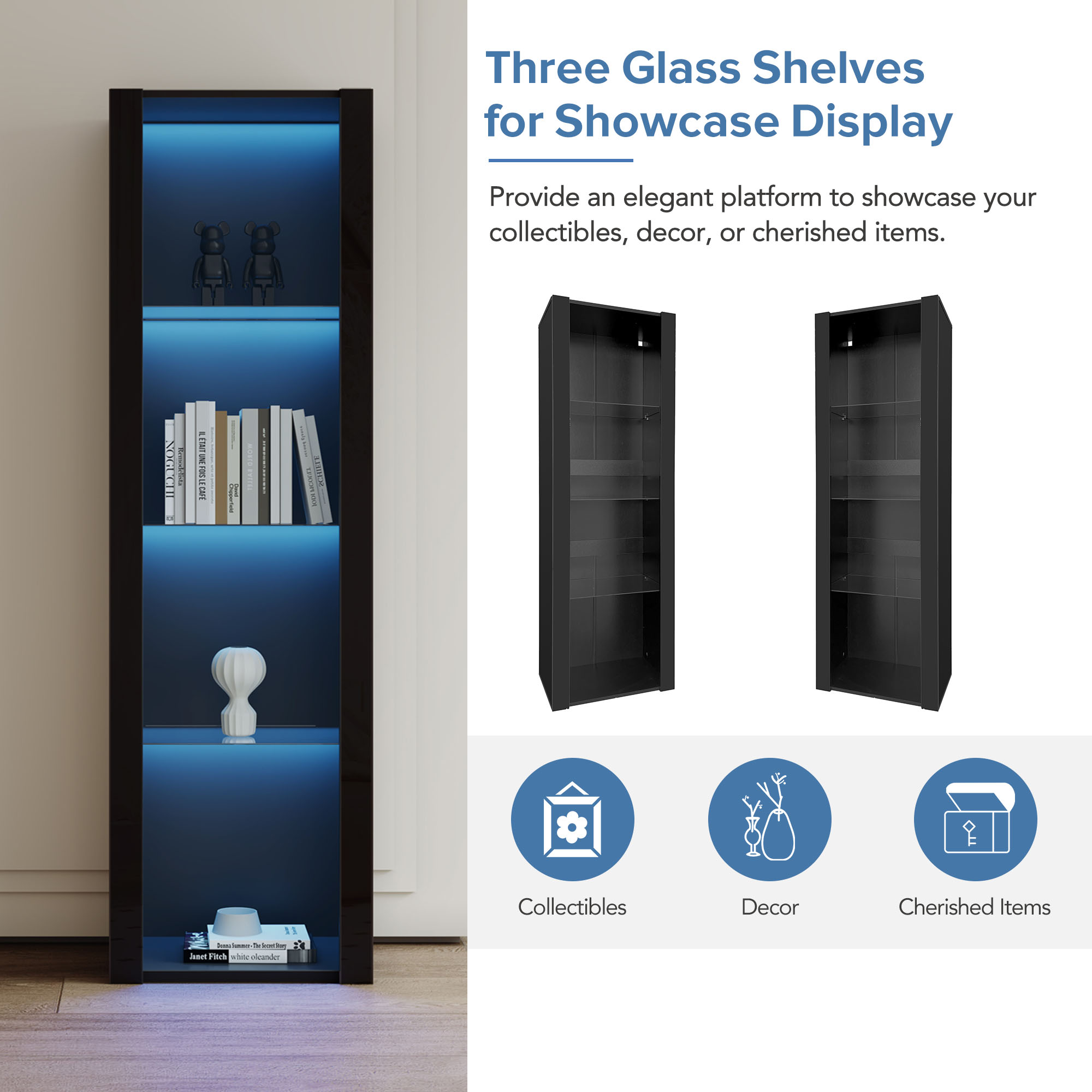 Vitrine noire haute brillance LED - vue 4