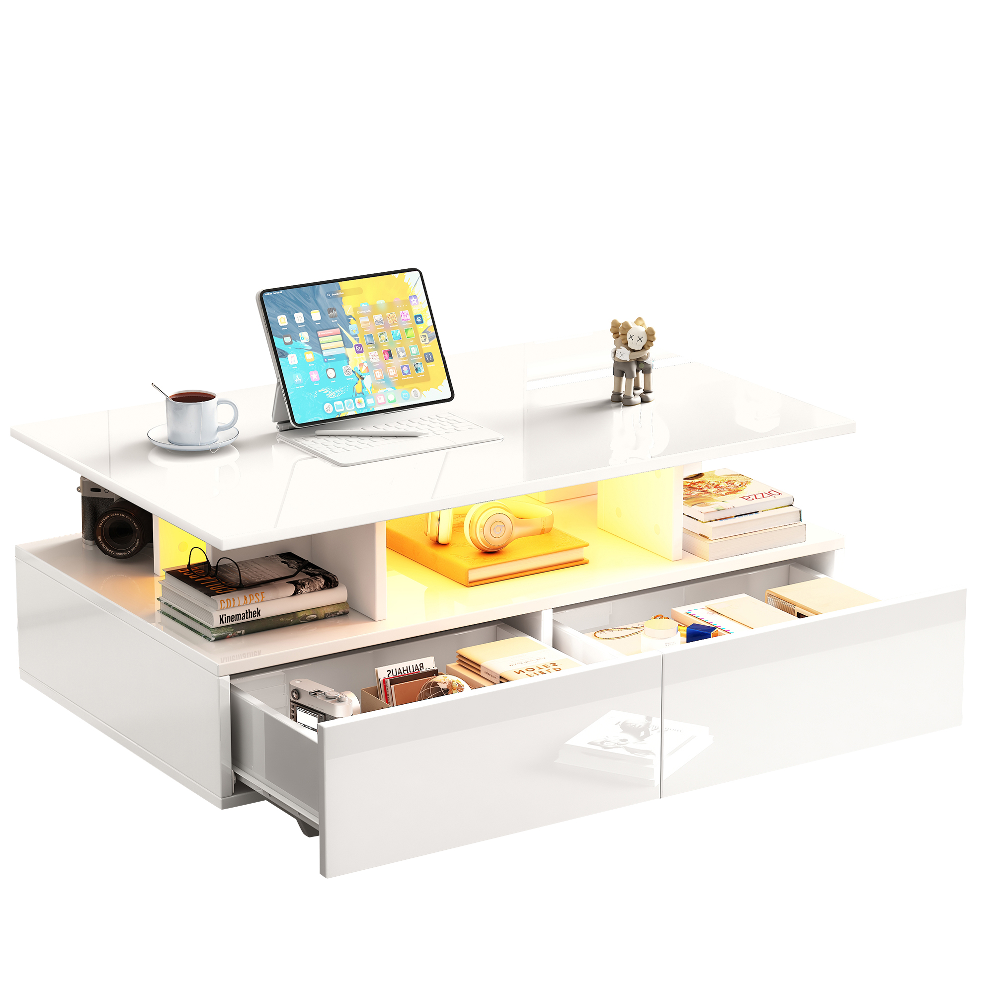 Table basse blanche 90 cm LED - vue 9