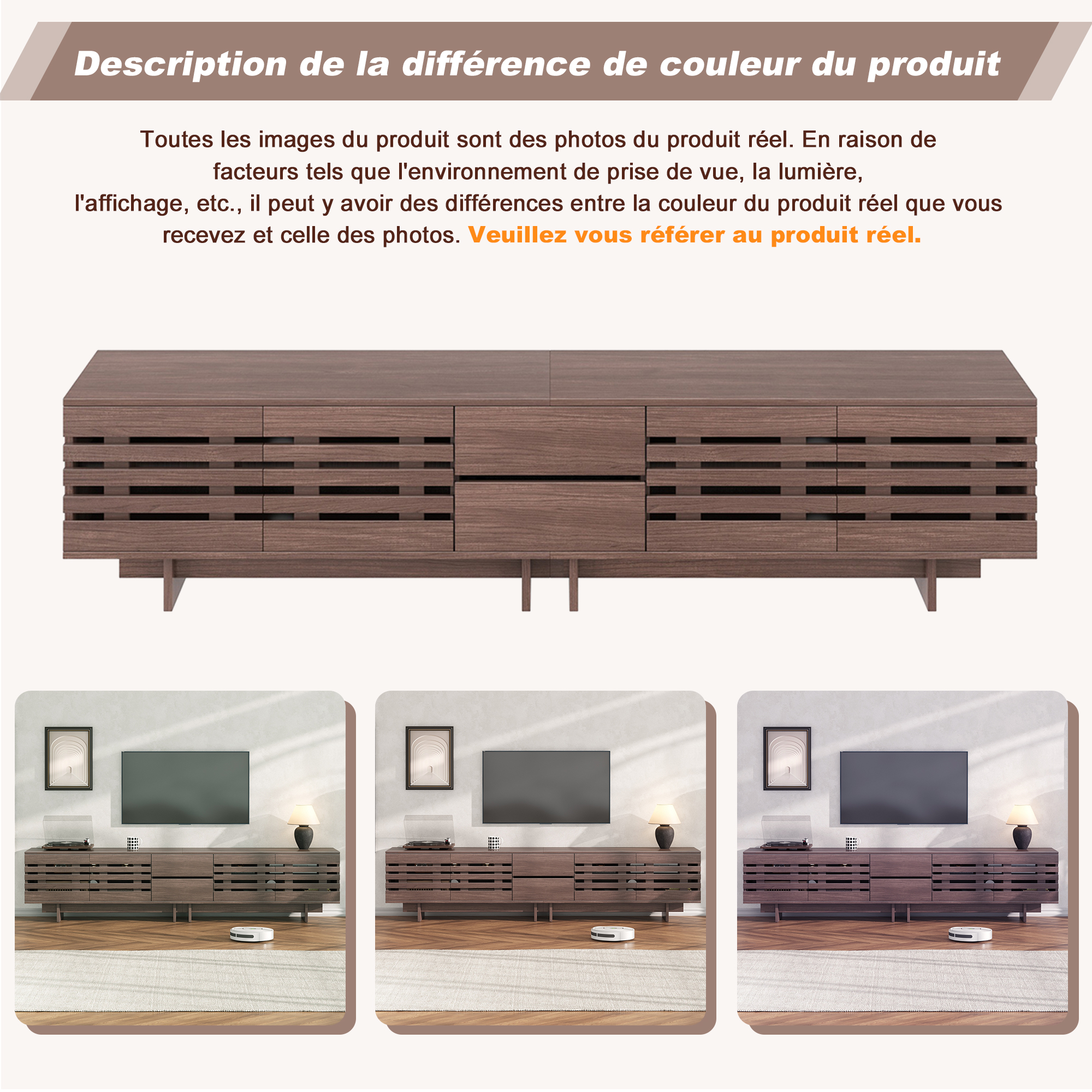 Détail du meuble TV