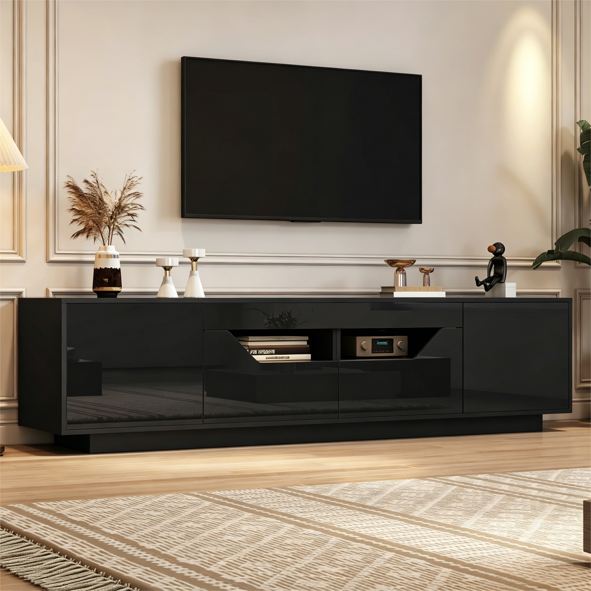 180*40*45cm Standfernsehschrank, Lowboard Mit 2 Sc