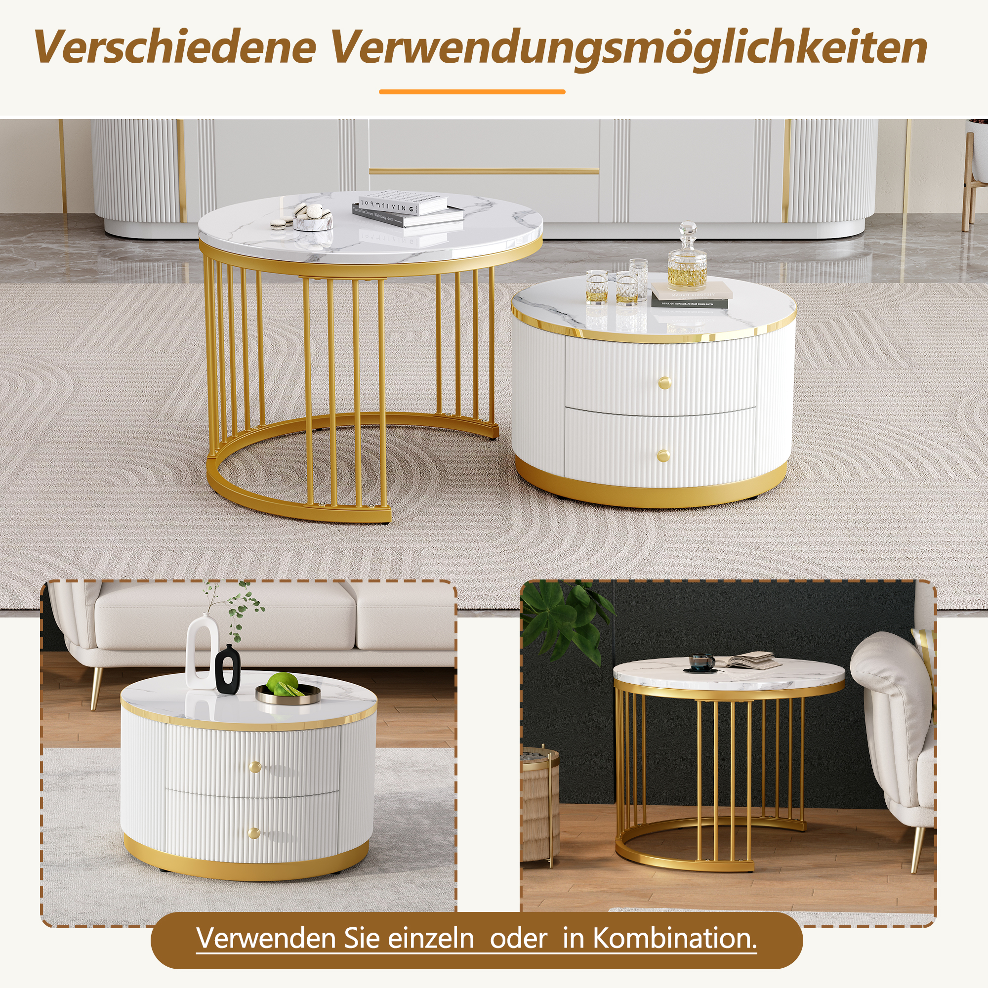 Table basse gigogne blanche lot de 2 - vue 7