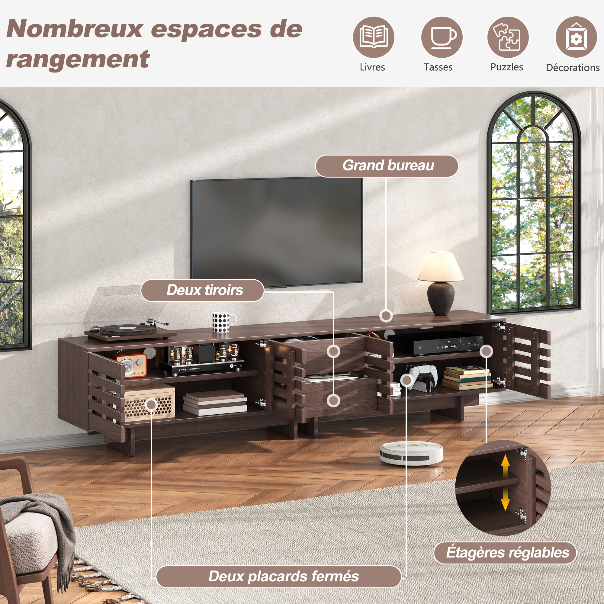 Détail du meuble TV