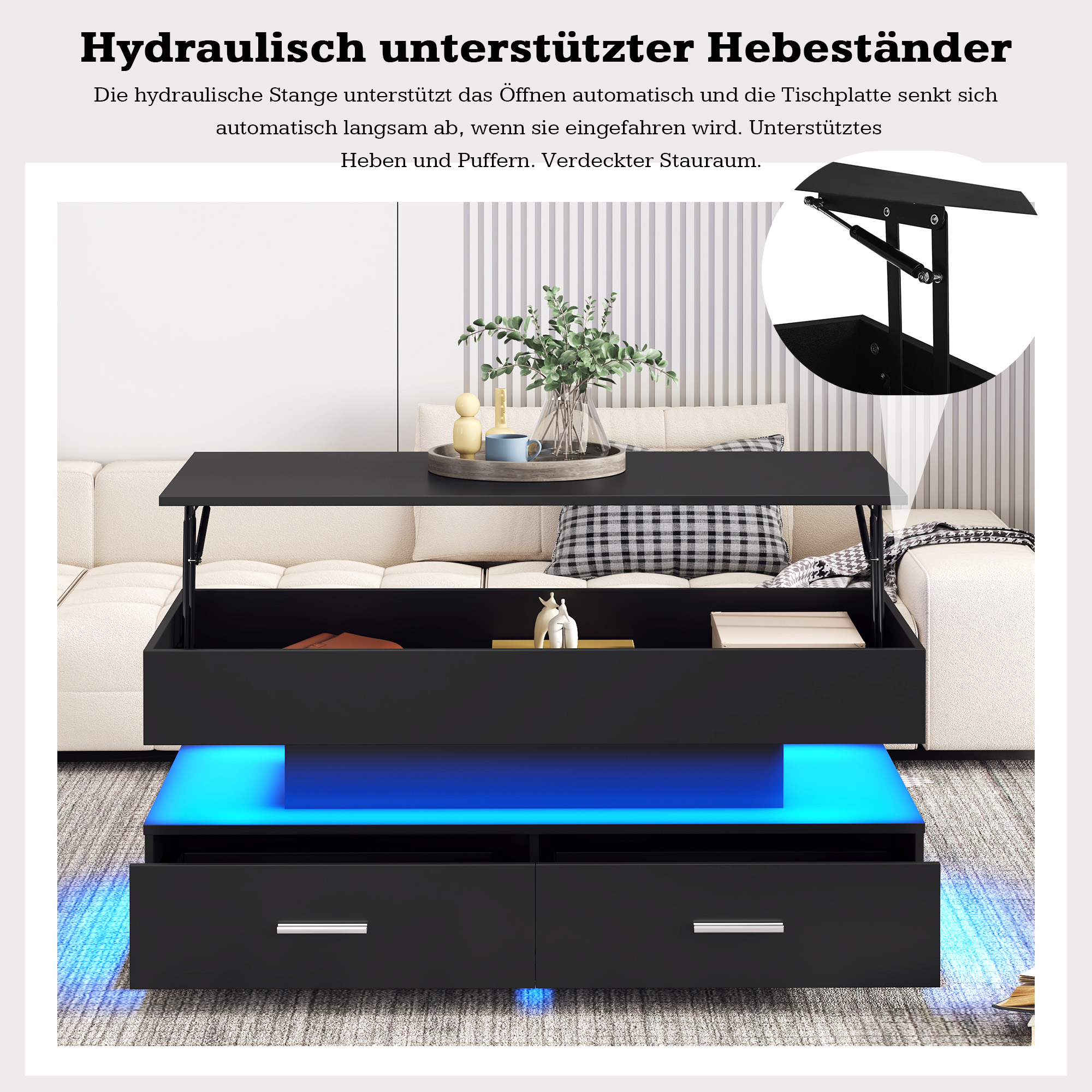 Table basse noire relevable hydraulique - vue 7