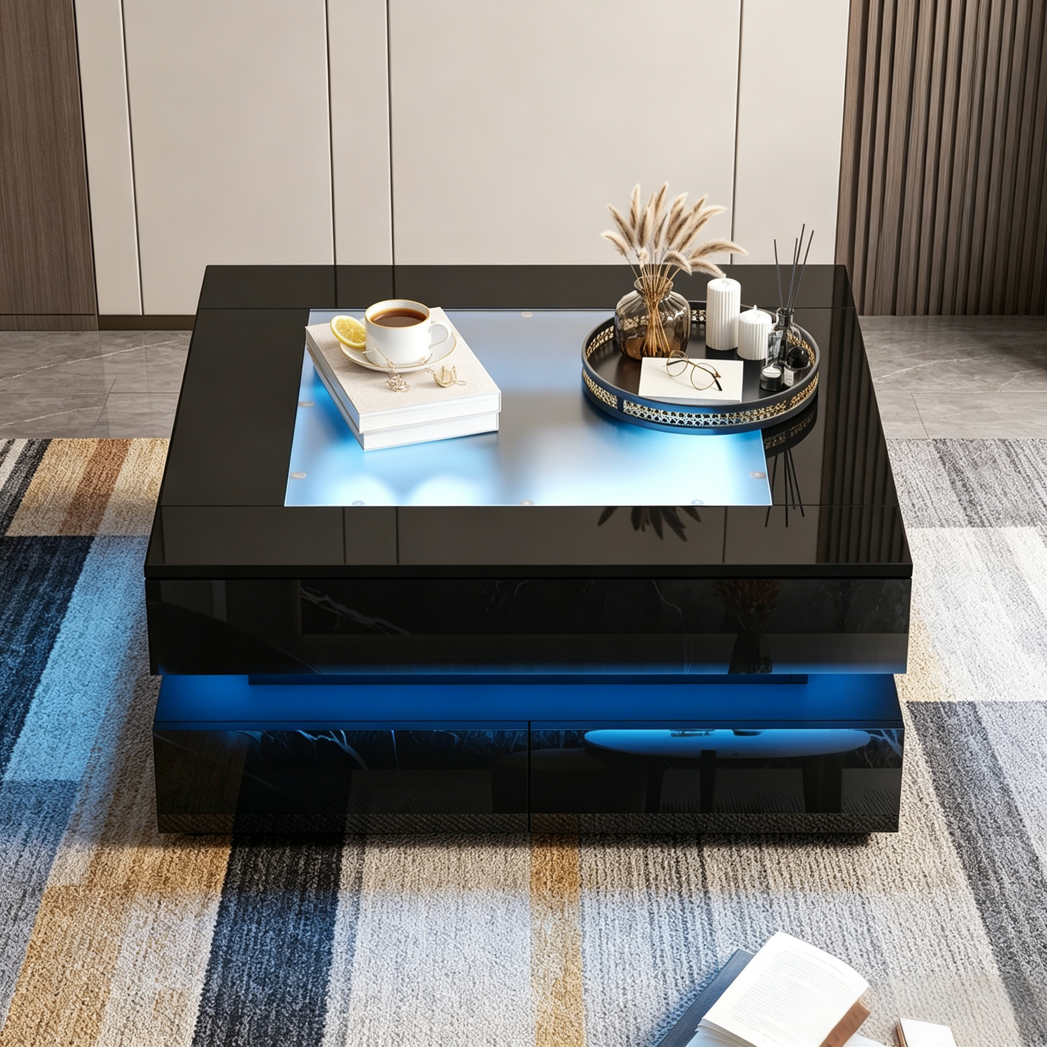 Table basse carrée LED - Vue principale