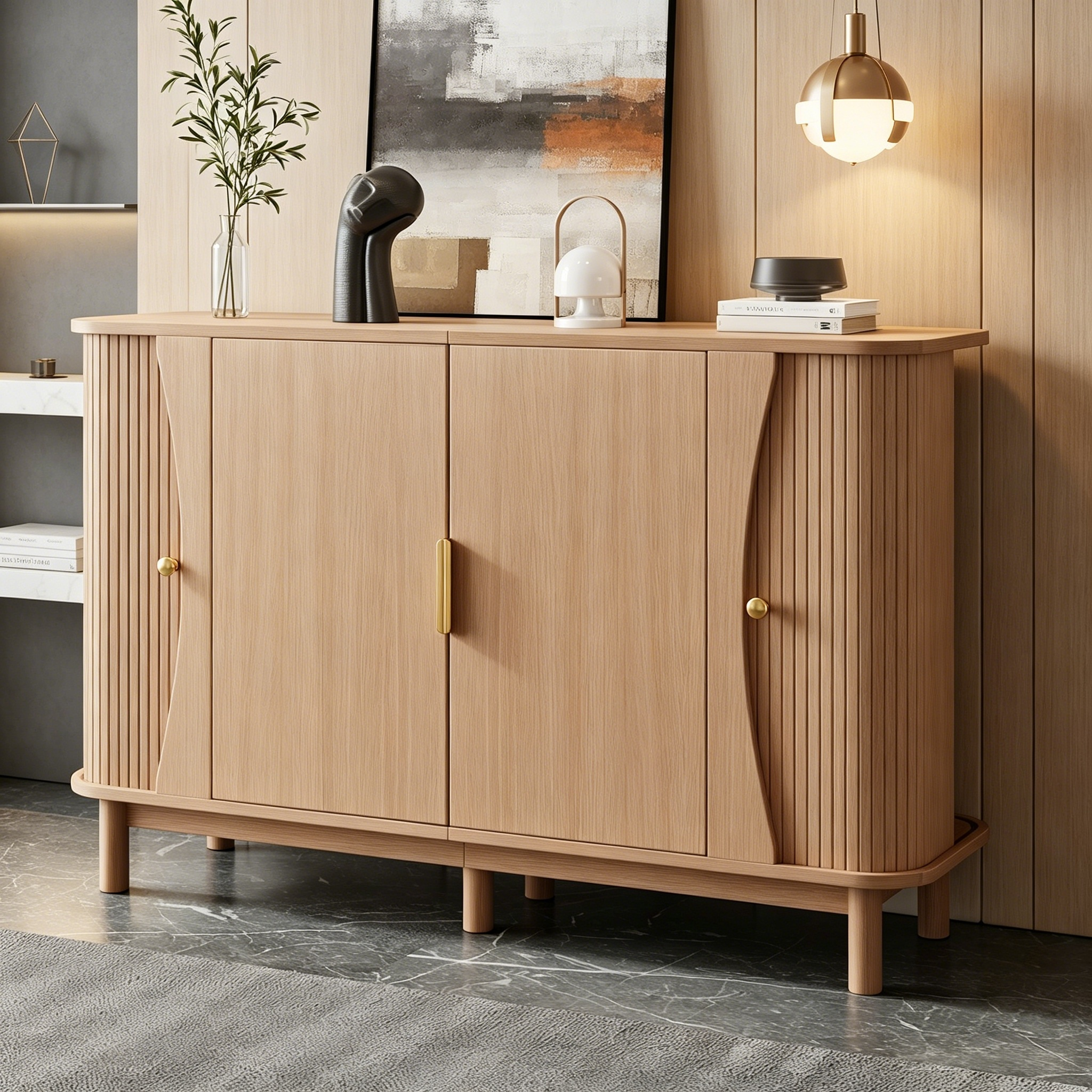 Sideboard 140x40x88cm aus MDF, Kommode mit geschwu