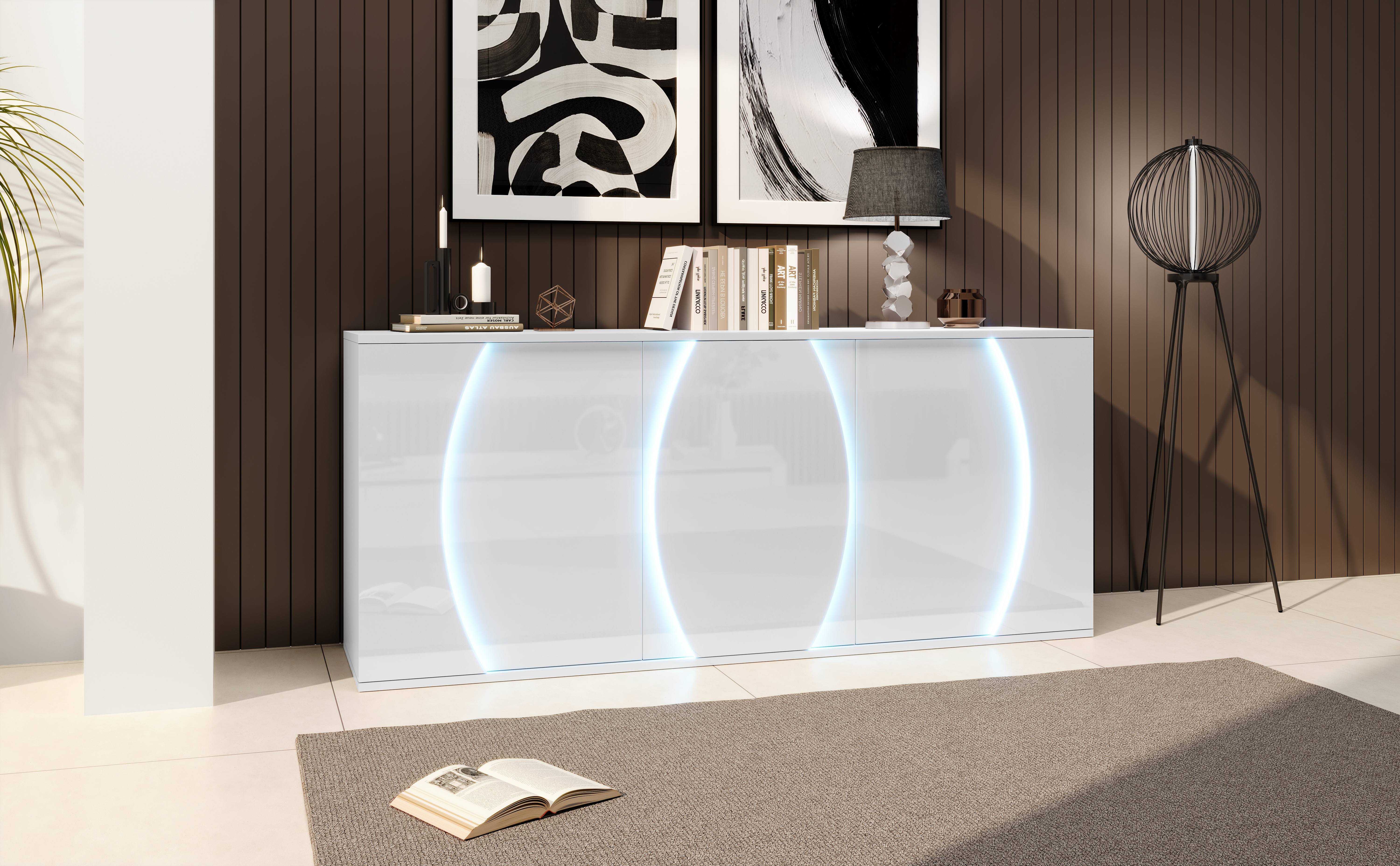 Meuble TV blanc vue d'ensemble