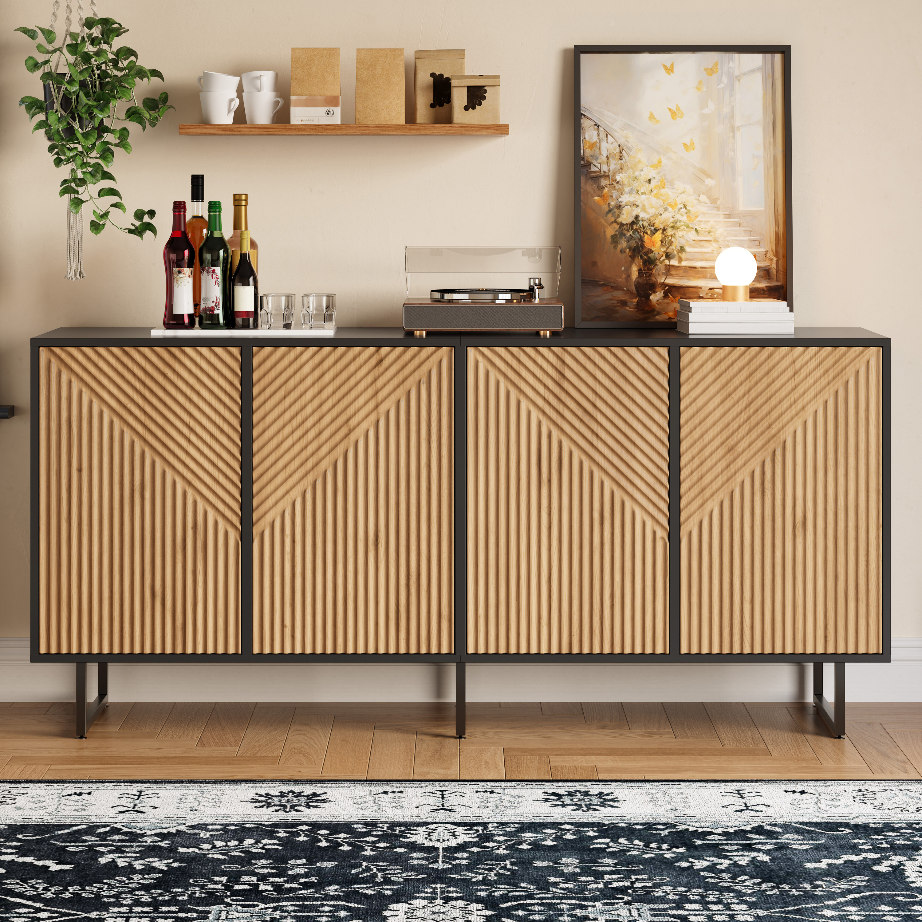 Wohnzimmer-Sideboard (160 x 40 x 75 cm) mit 4 Türe