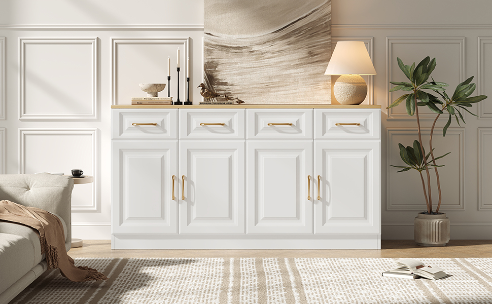 Buffet blanc chêne 4 portes grange - vue 7