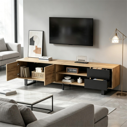 Rangements ouverts, portes et tiroirs