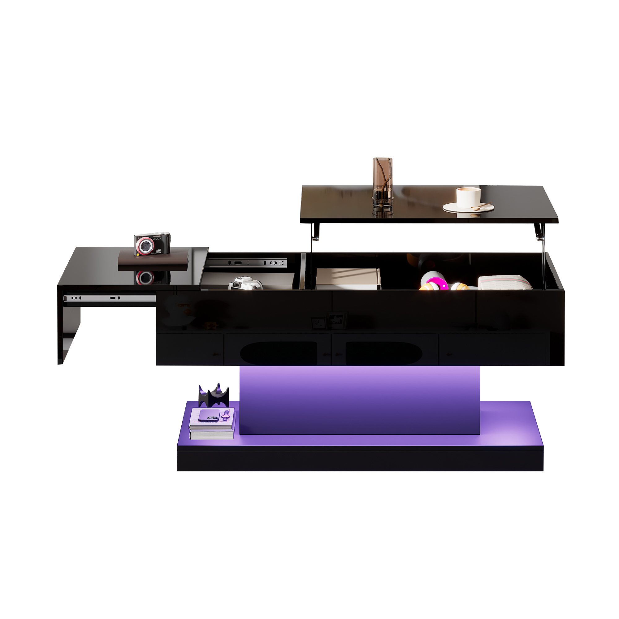 Table basse noire relevable coulissante - vue 9