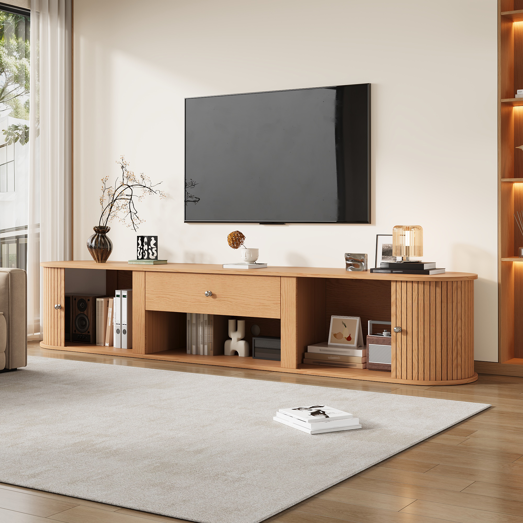 Fernsehtisch lowboard, TV-Schrank mit Runddesign u
