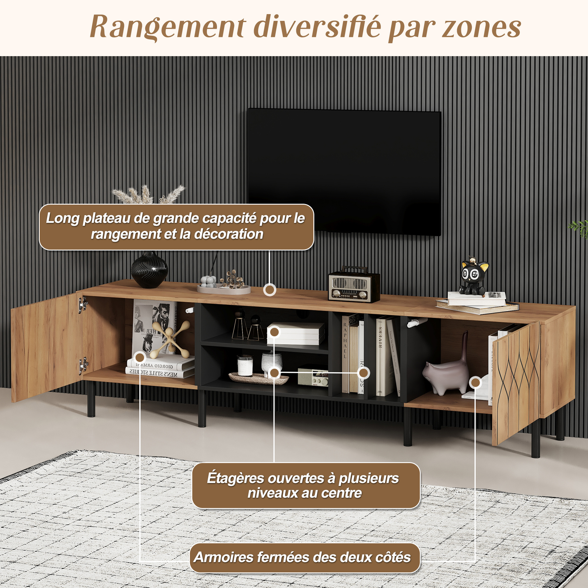 Détail du meuble TV