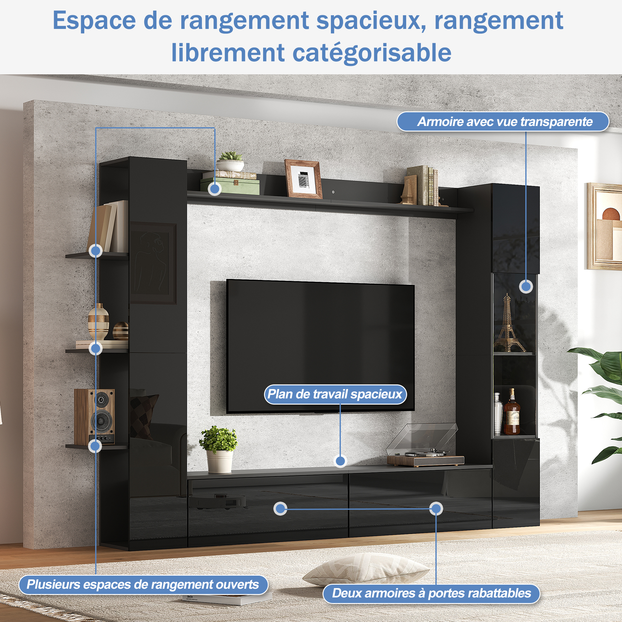 Détail du meuble TV