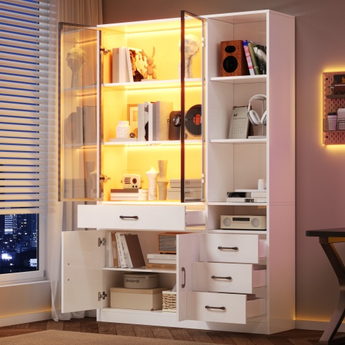 Partie supérieure avec deux portes en verre trempé