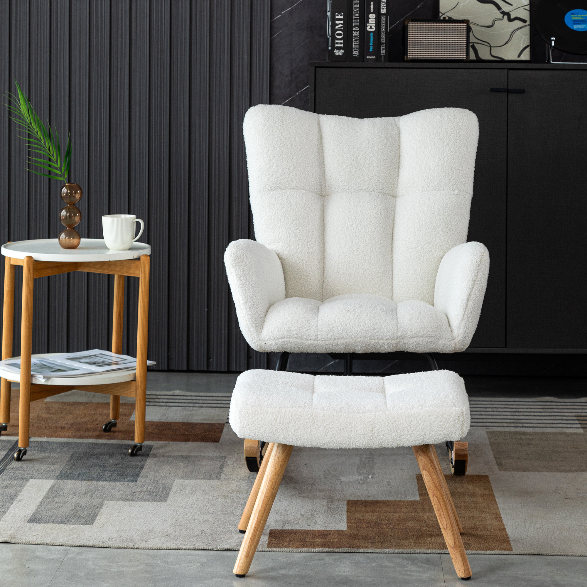 Fauteuil à bascule bouclette blanche - vue 8