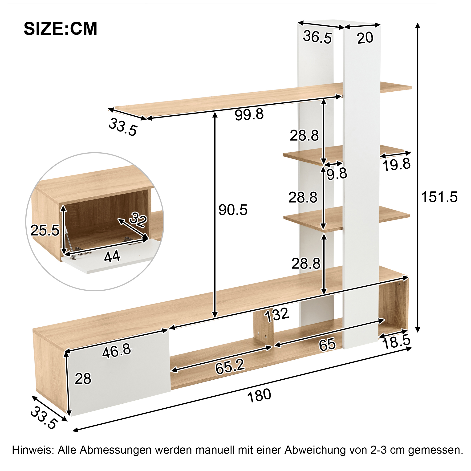 Meuble TV mural blanc bois 180 cm - vue 4