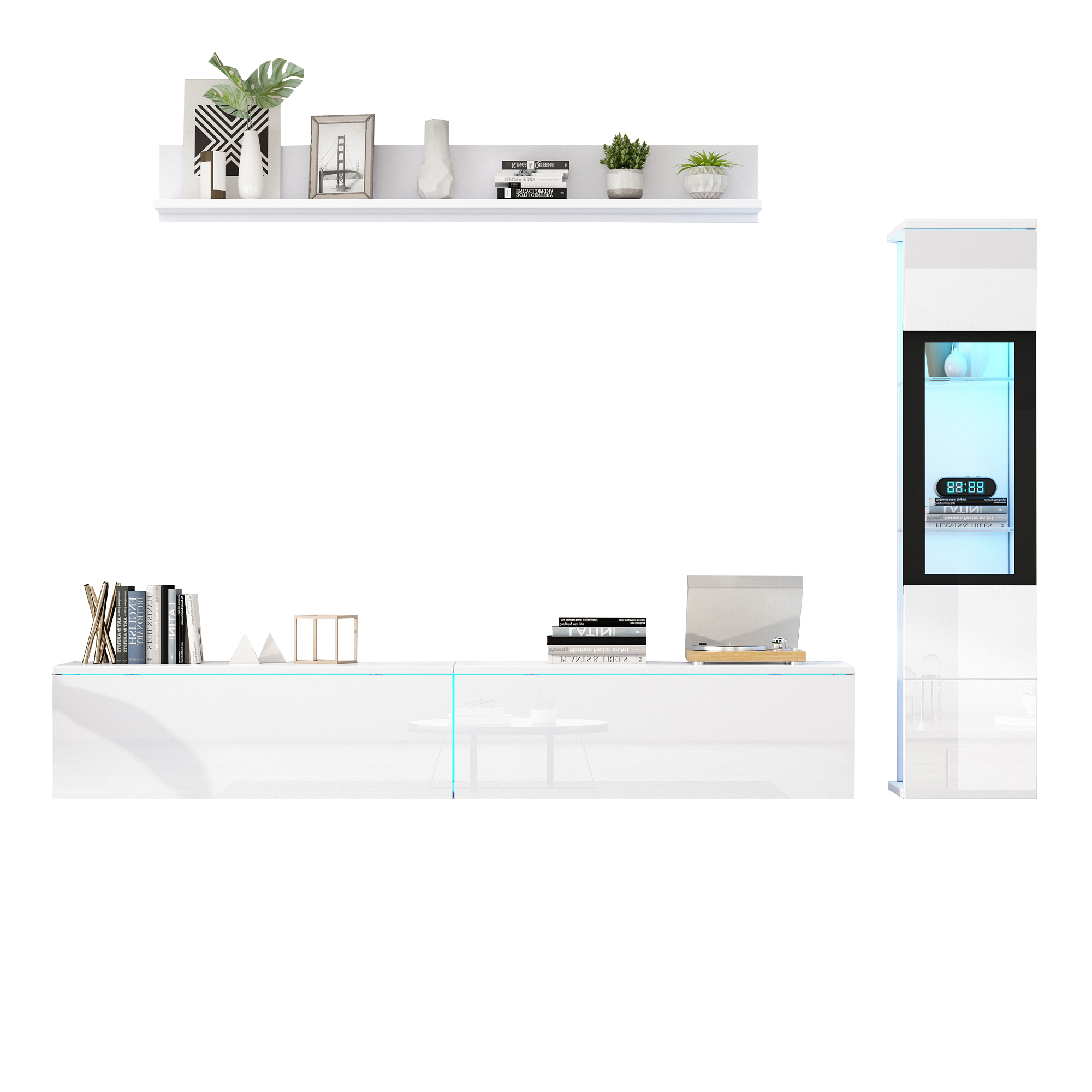 Ensemble mural TV 3 pièces blanc - vue 8