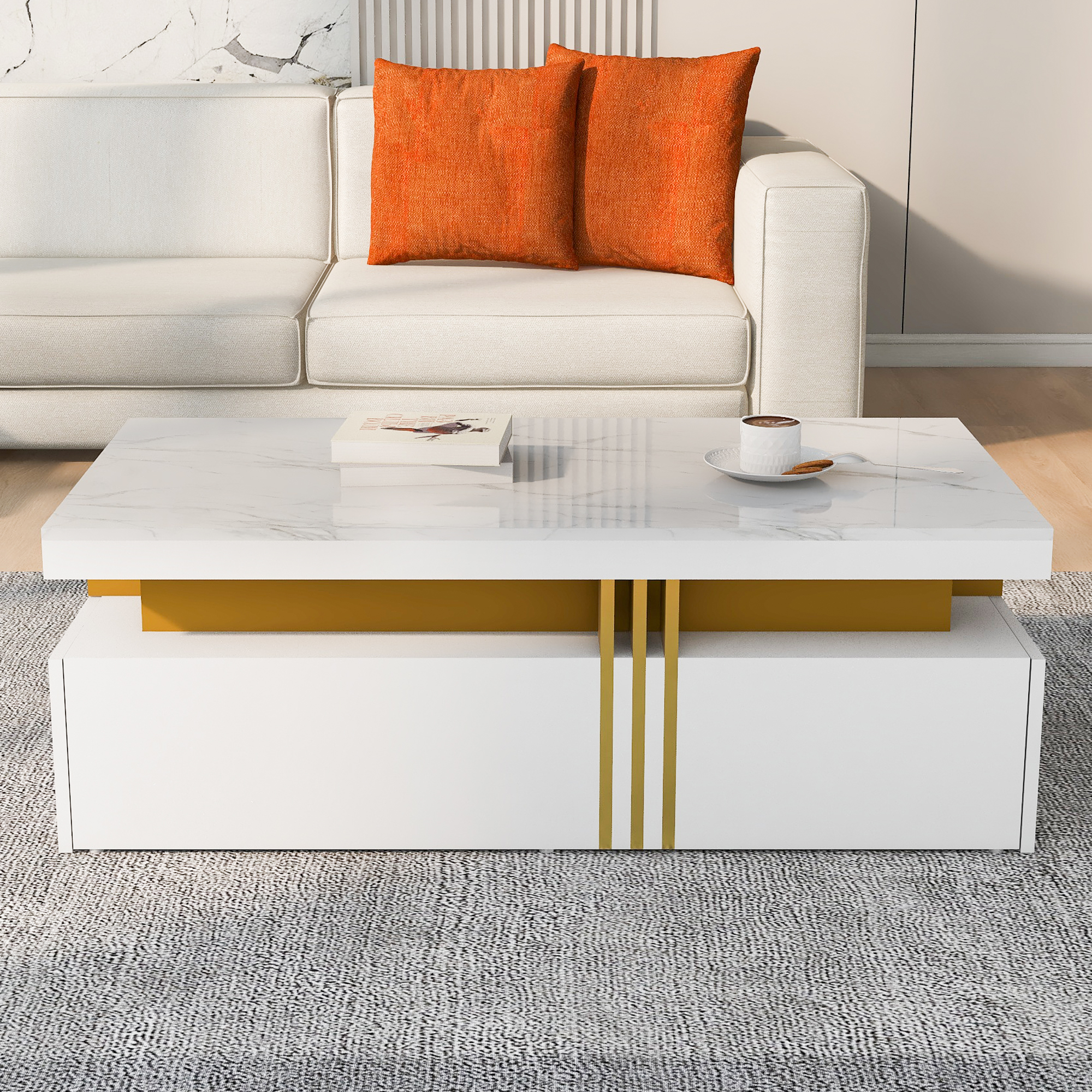 Table basse rectangulaire blanche - vue 5