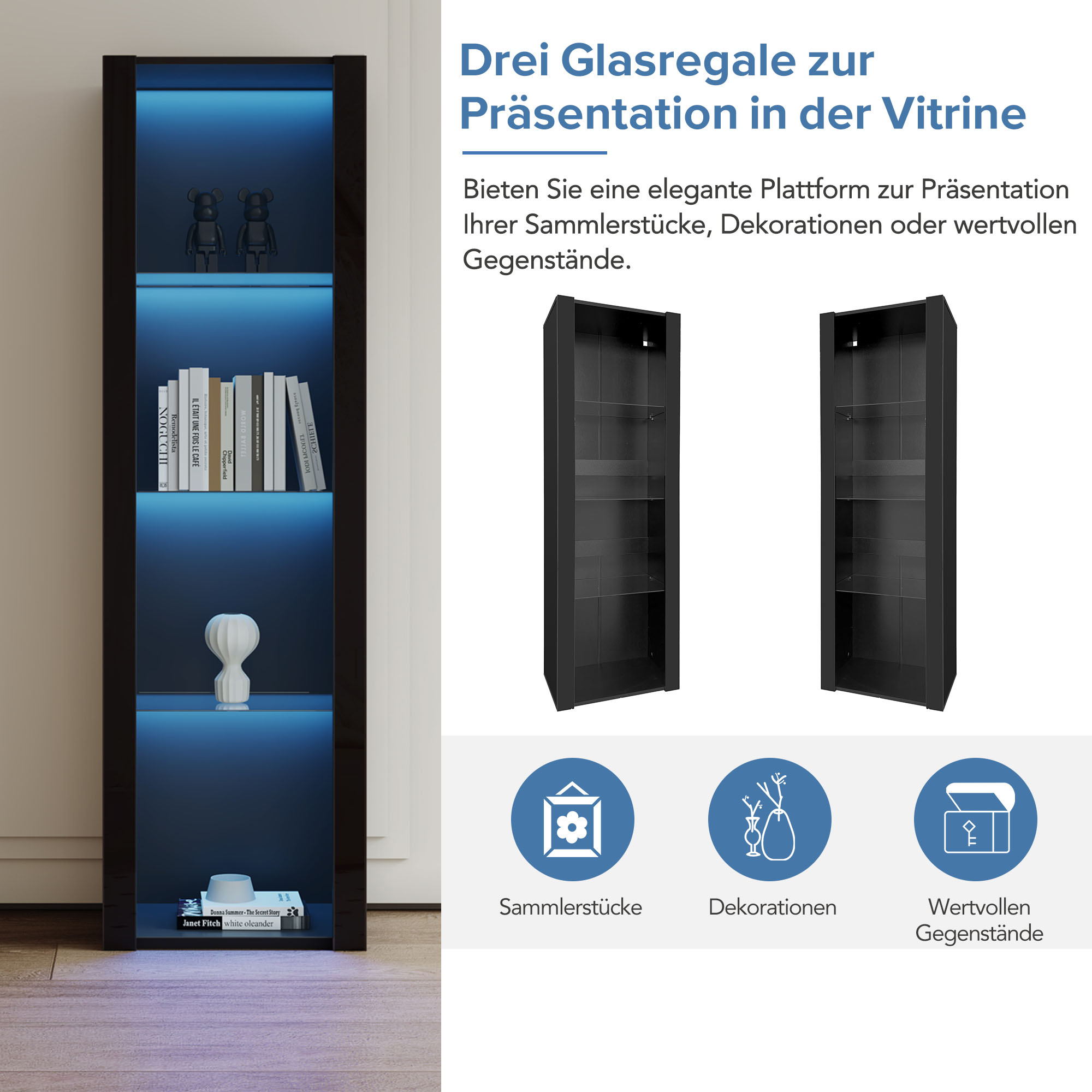 Vitrine noire haute brillance LED - vue 8