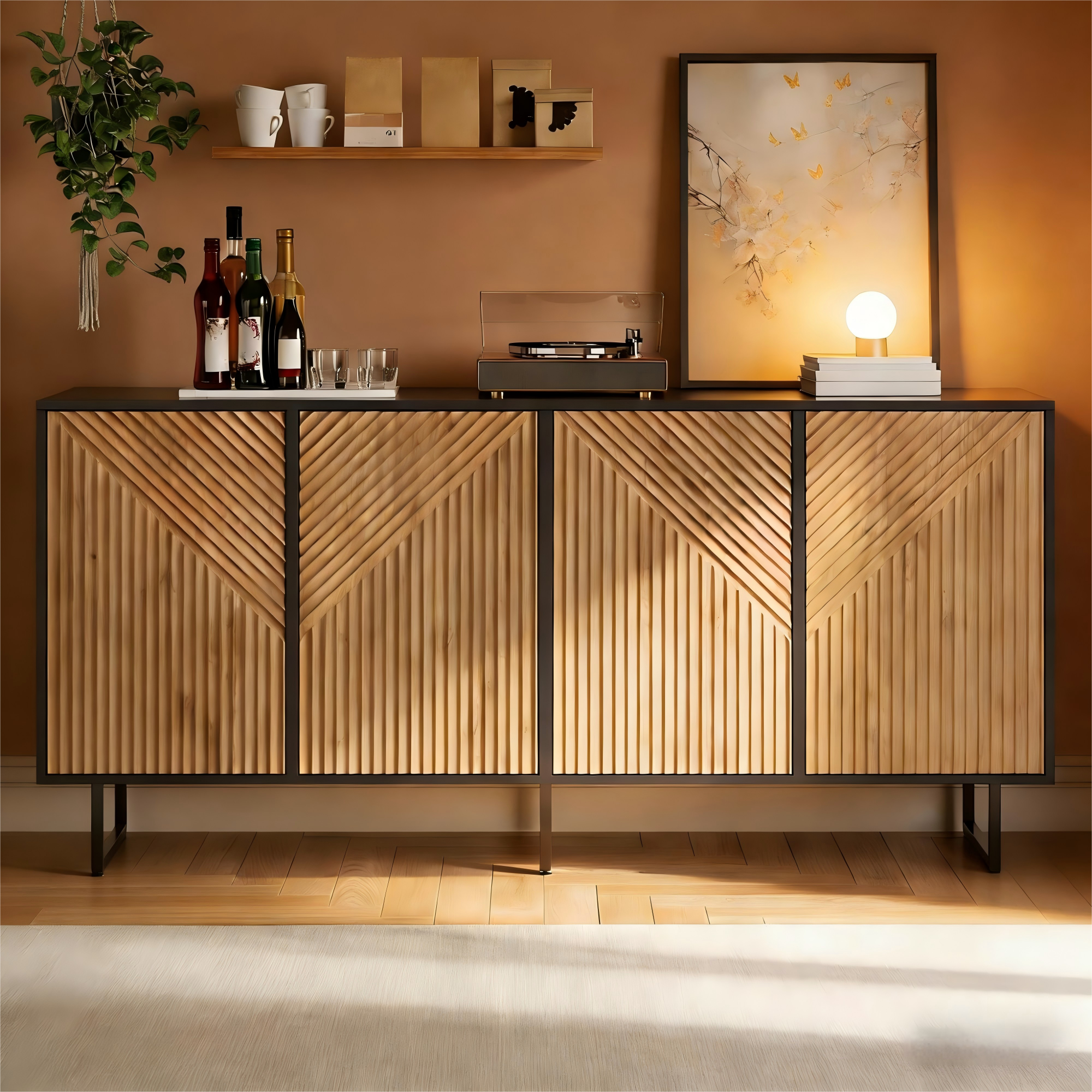 Wohnzimmer-Sideboard (160 x 40 x 75 cm) mit 4 Türe