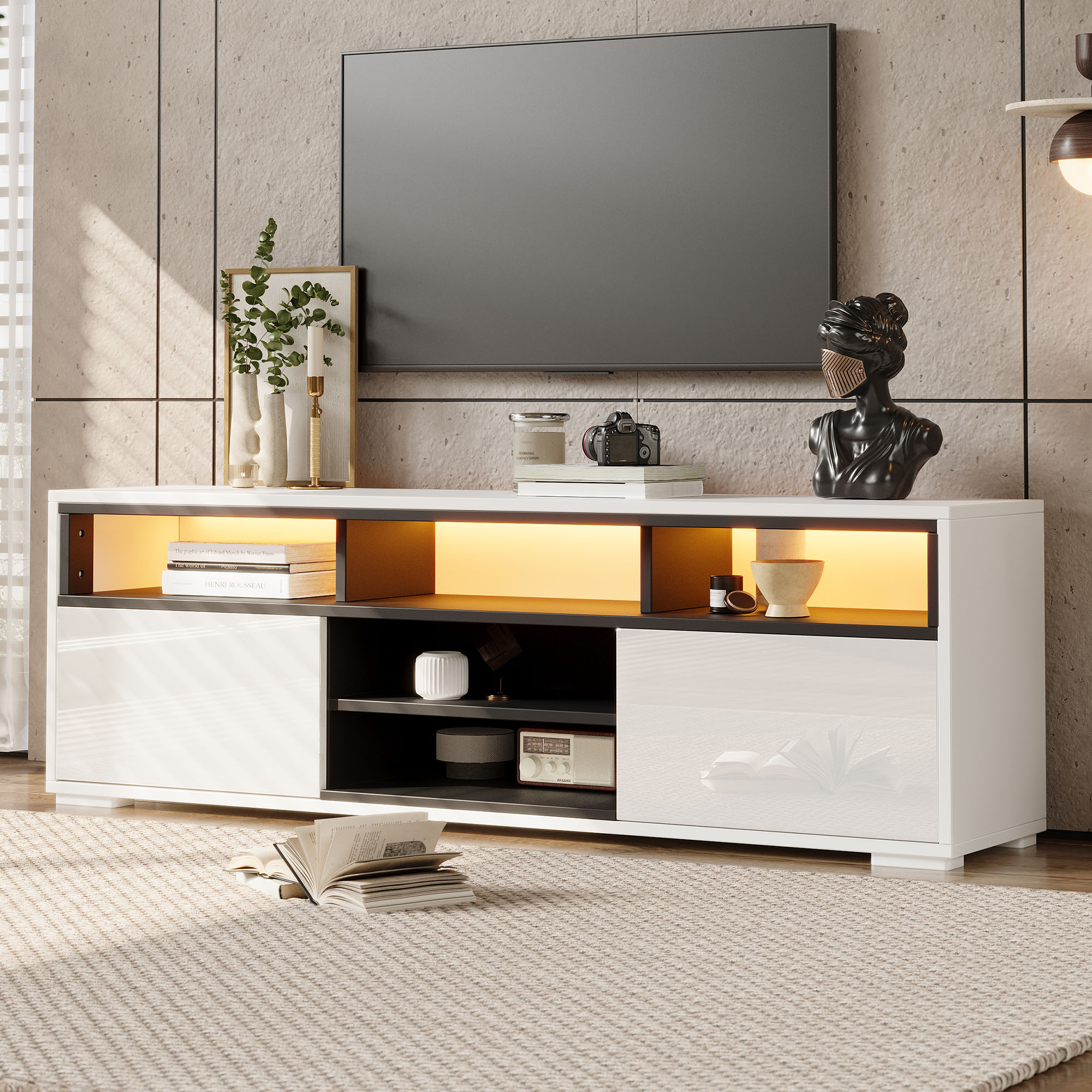 150 × 35 × 50 cm LED-TV-Bank aus Hochglanz-Spanpla