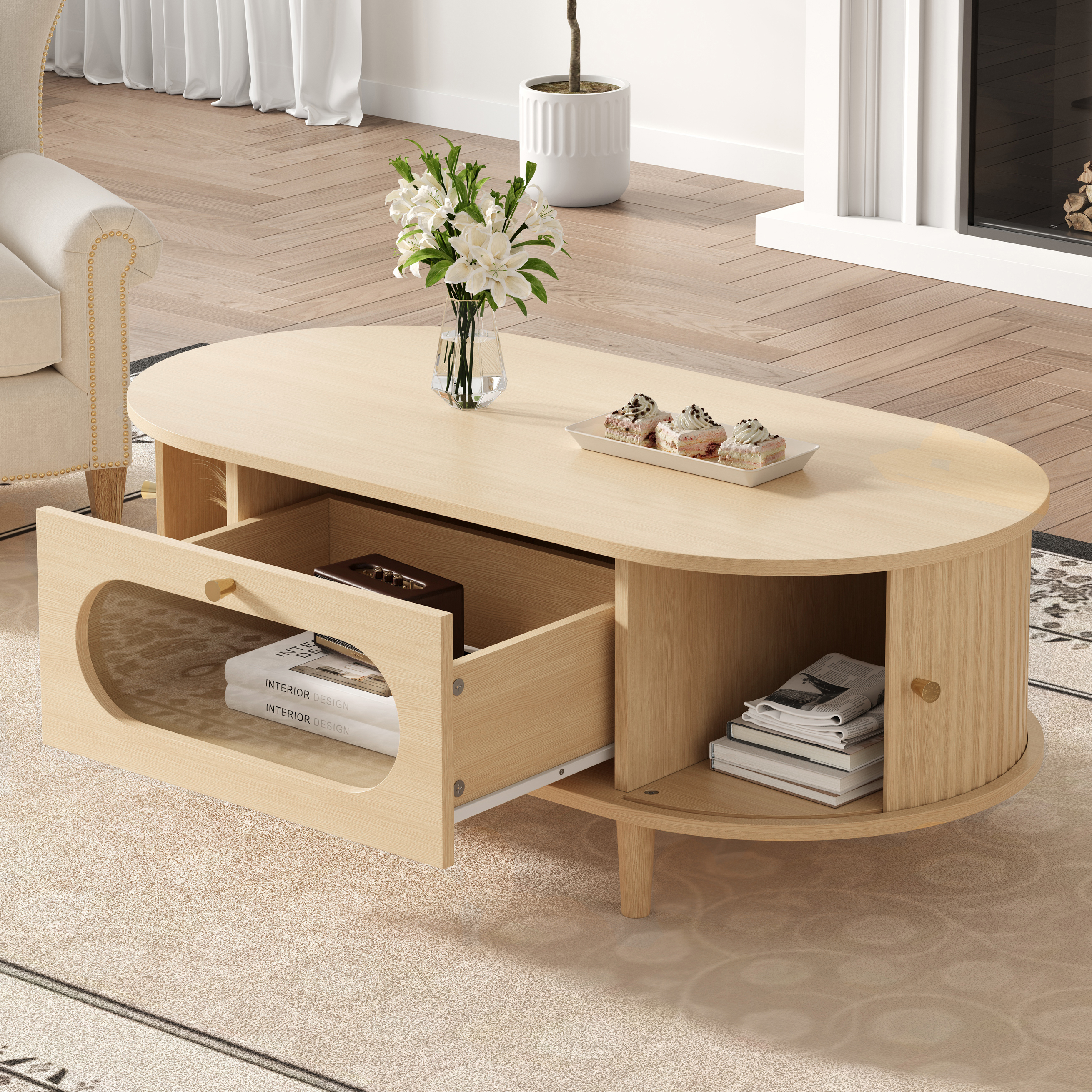 100 x 50 x 36 cm Wohnzimmer Couchtisch, Holzfarbe.